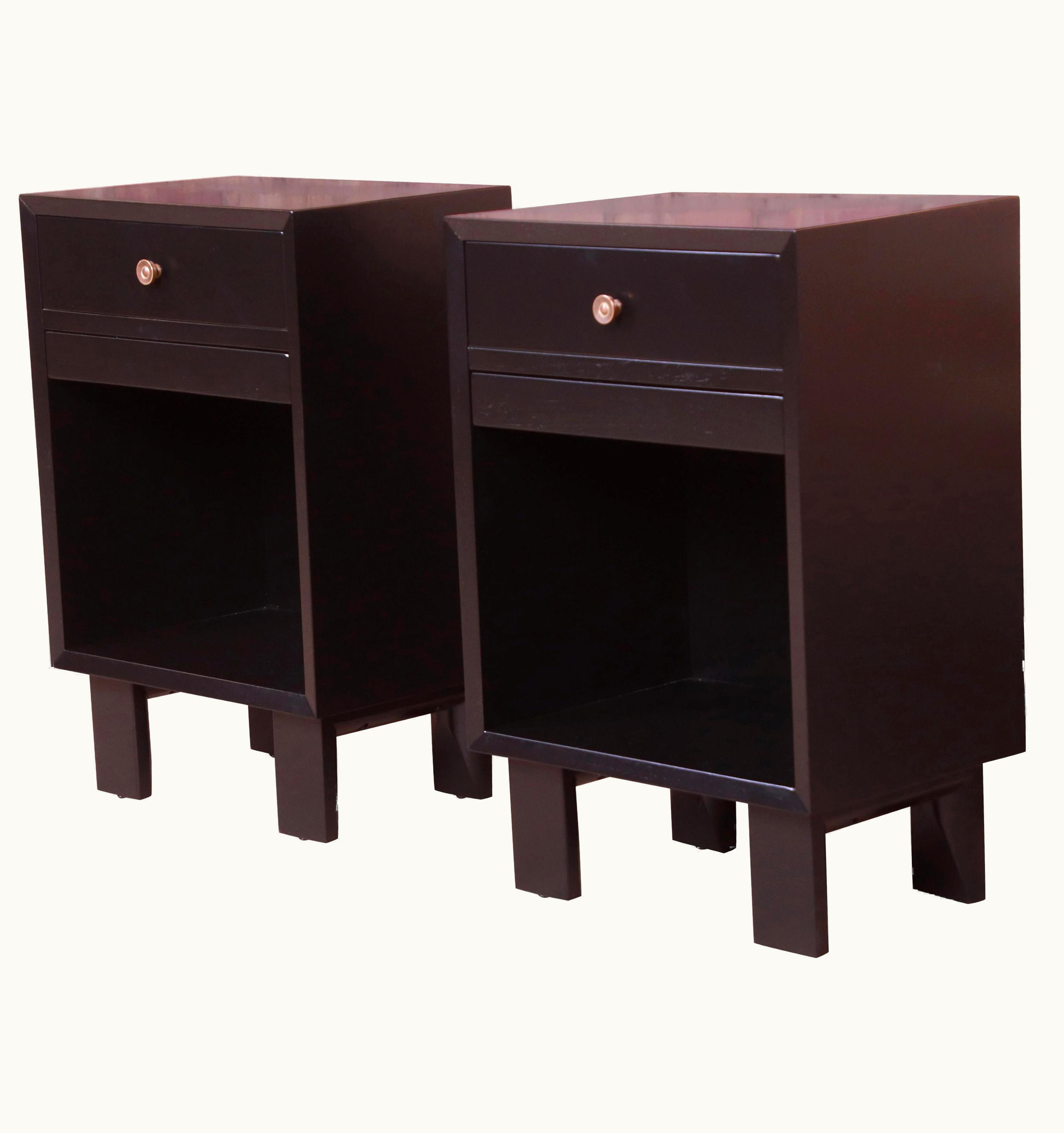 George Nelson George Nelson For Herman Miller Black Lacquered Nightstands, Newly Refinished