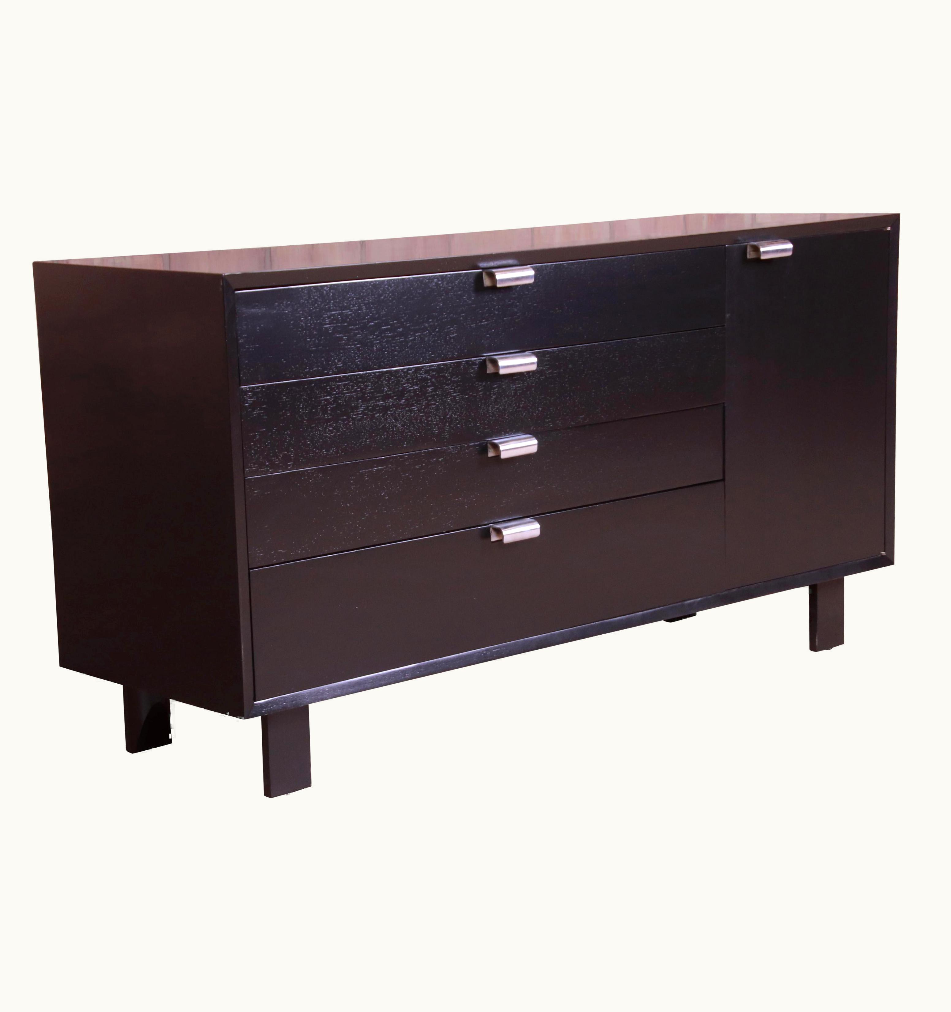 George Nelson George Nelson For Herman Miller Black Lacquered Sideboard Credenza, Refinished