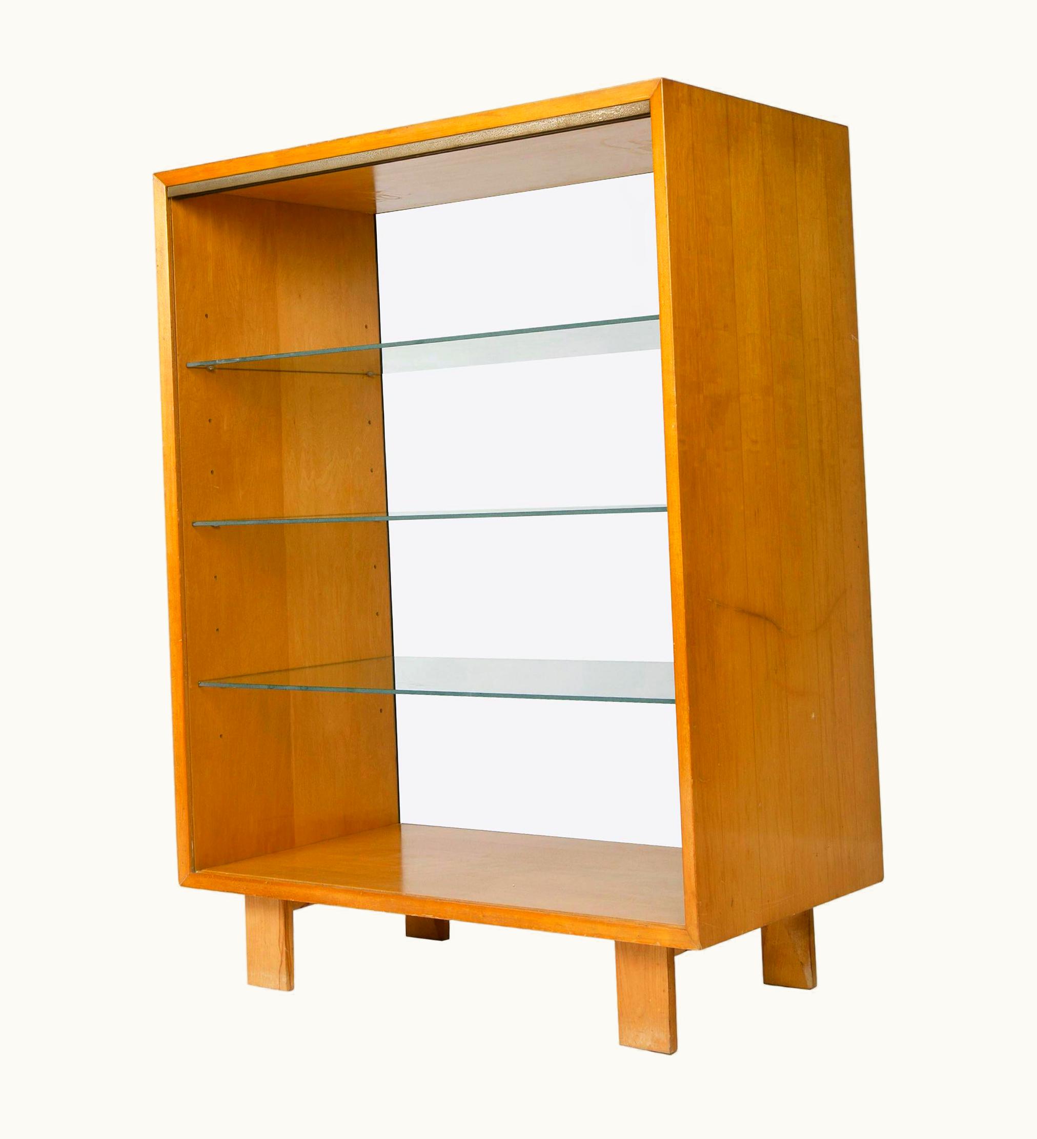 George Nelson 1950s Walnut Open Cabinet With Glass Shelving By George Nelson For Herman Miller