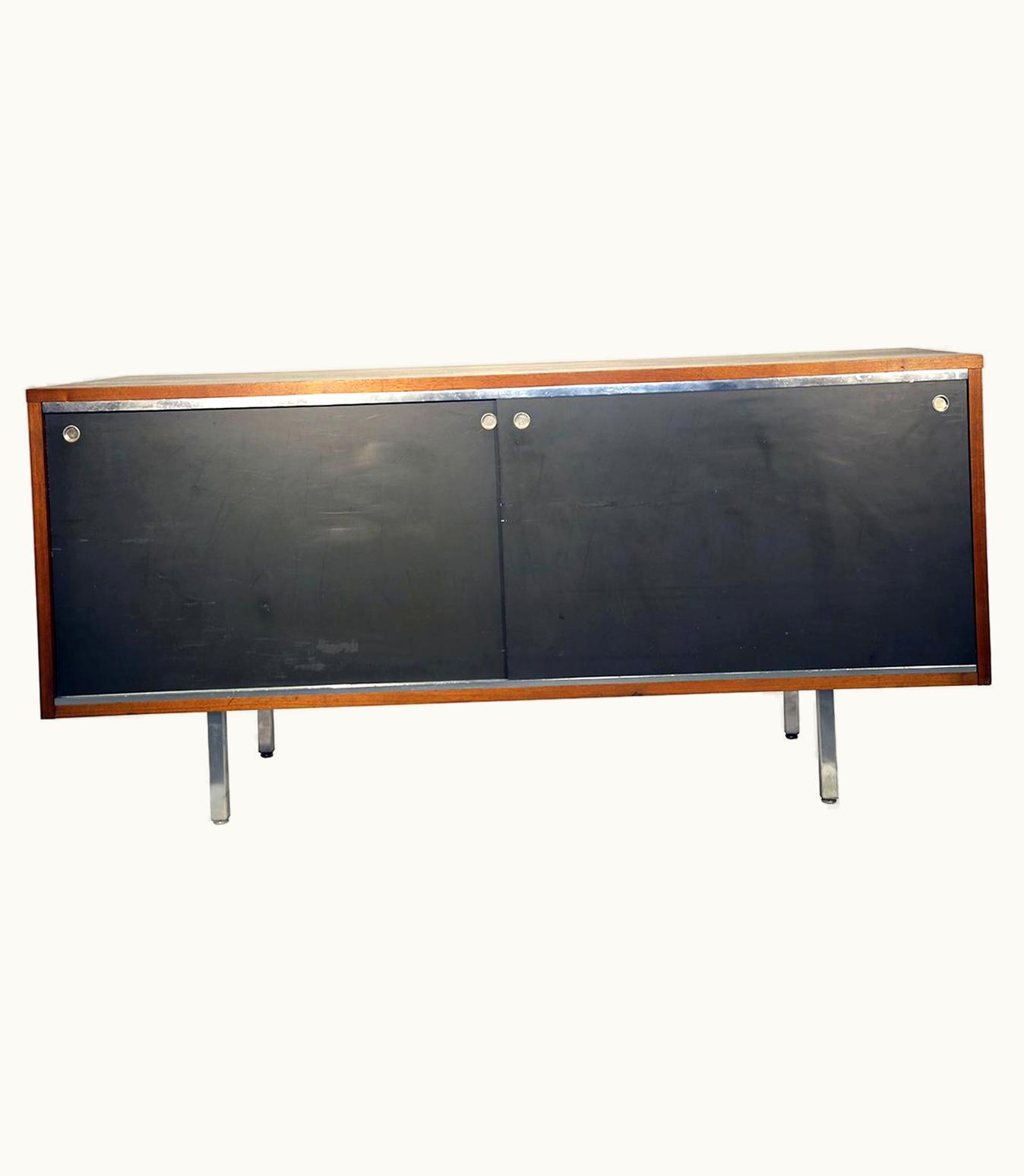 George Nelson George Nelson For Herman Miller Credenza, Walnut, Stainless Steel And Laminate