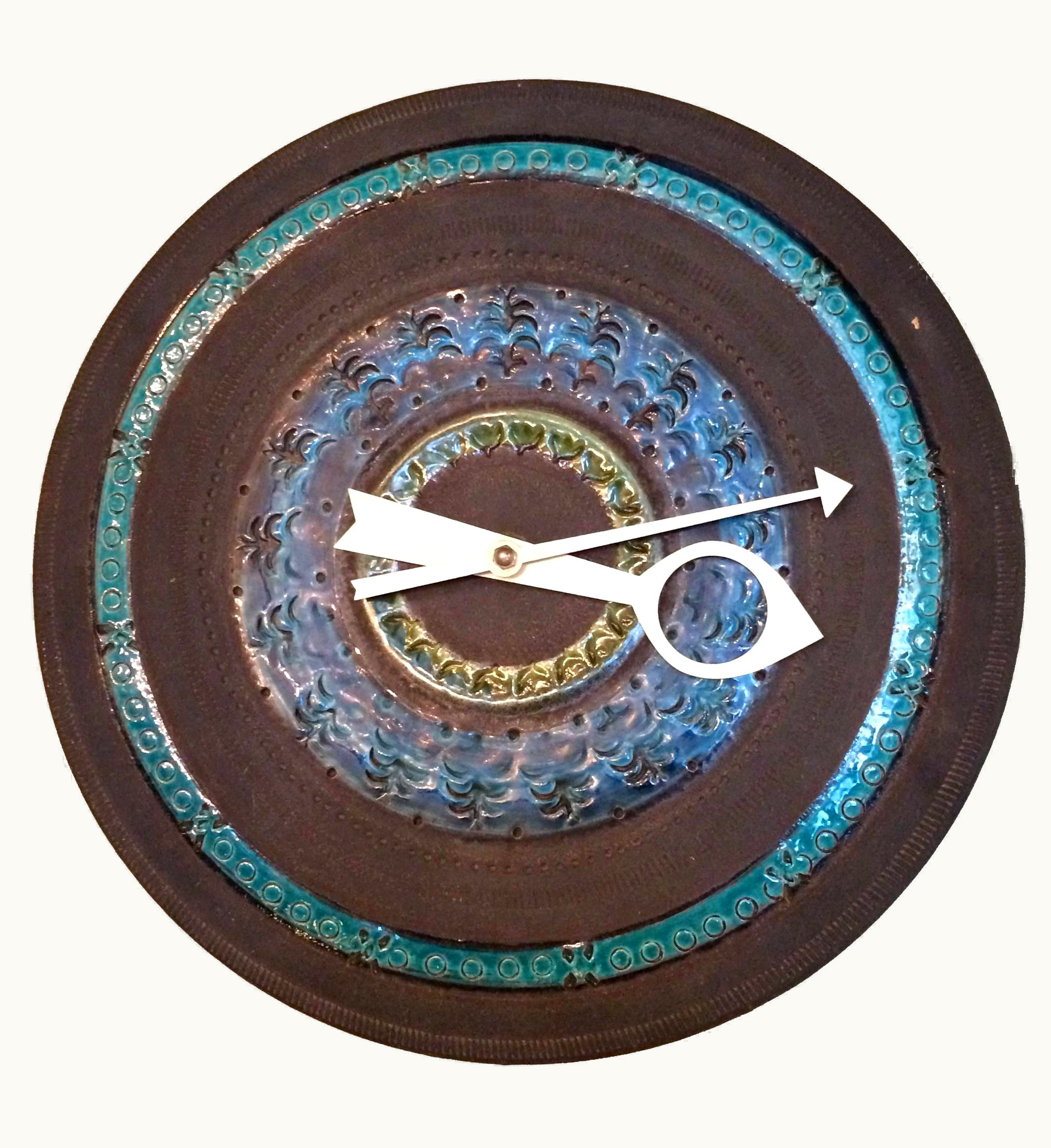 Aldo Londi;George Nelson Aldo Londi;George Nelson Meridian Wall Clock Rimini Blue Face By Aldo Londi For Bitossi