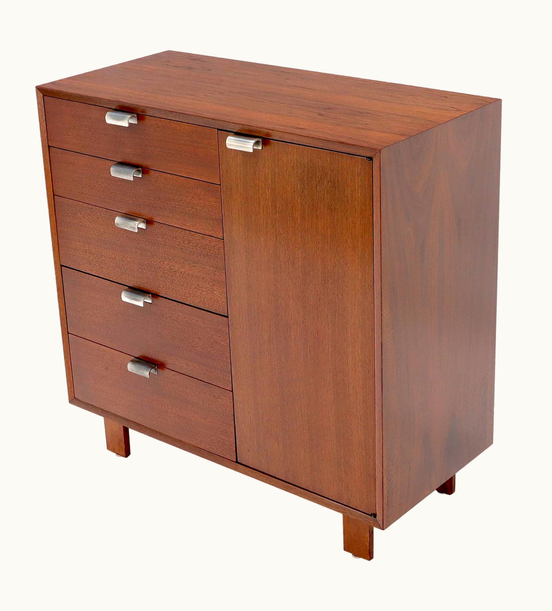 Herman Miller;George Nelson Walnut One-Door 5 Drawers Gentleman's High Chest Dresser Cabinet