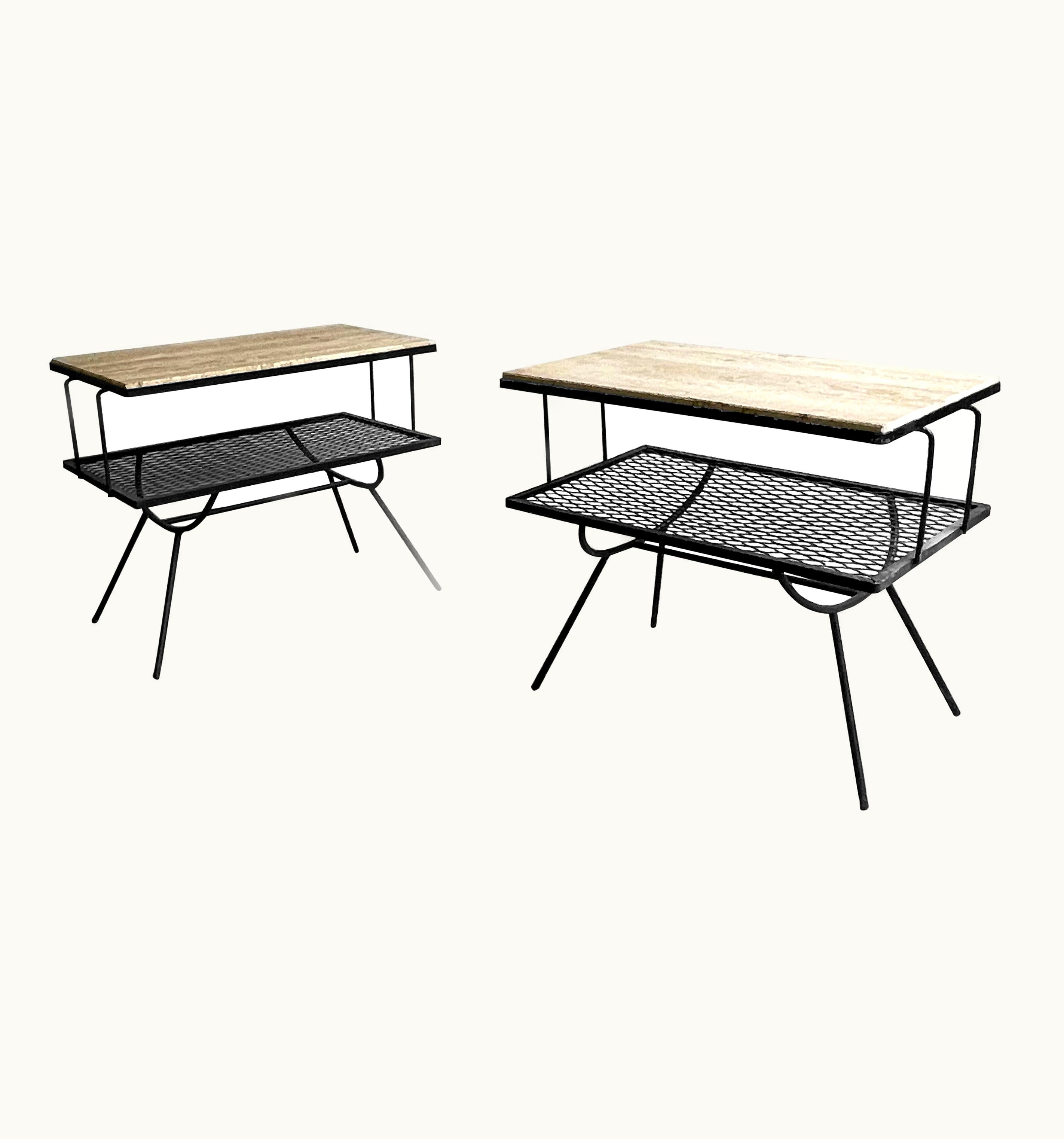 George Nelson George Nelson For Arbuck Wrought Iron Patio Side Tables