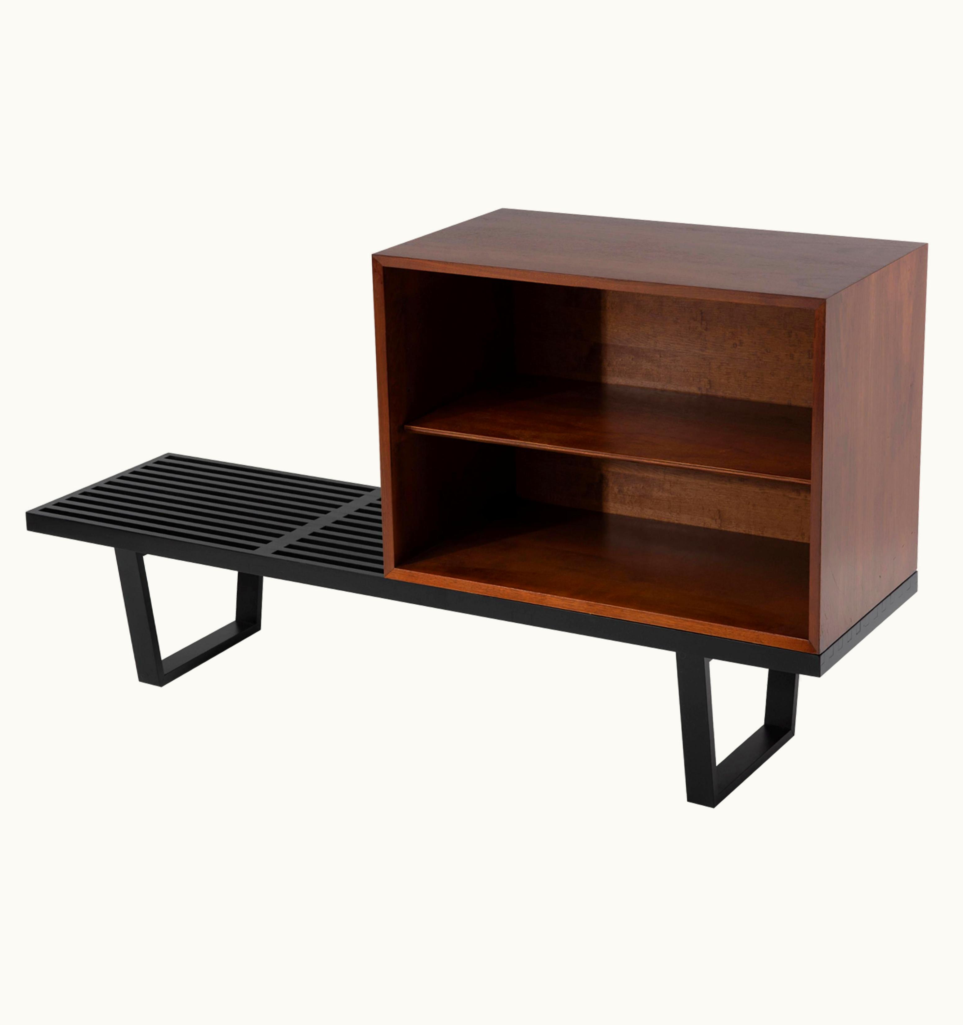 George Nelson George Nelson Basic Series Cabinet On Ebonized Herman Miller Bench