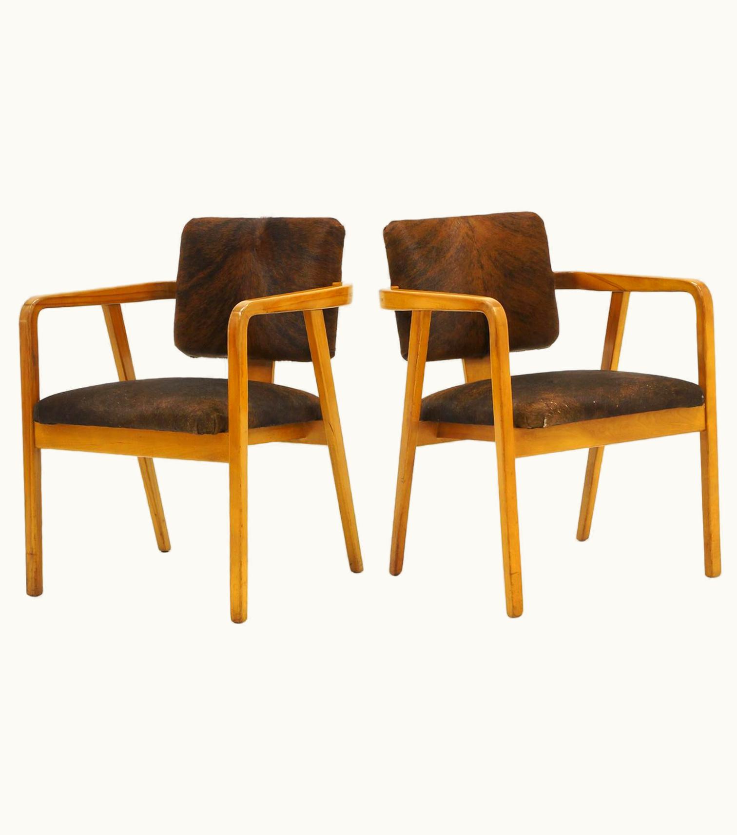 George Nelson George Nelson Pair Of George Nelson Armchairs In Cowhide Upholstery