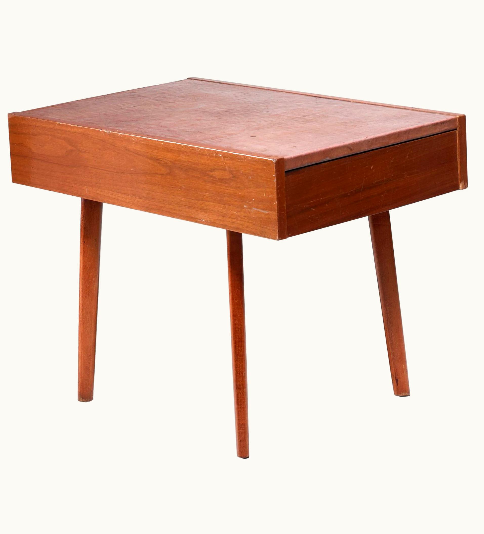 George Nelson George Nelson Leather Top End Table With Drawer For Herman Miller