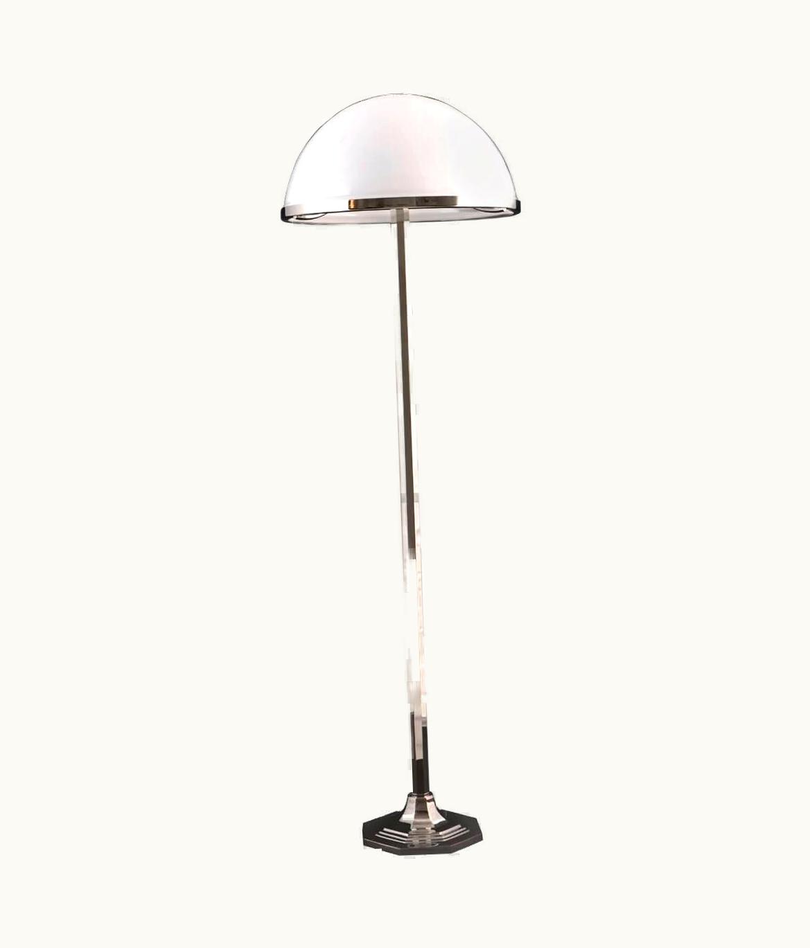 Josef Hoffmann Josef Hoffmann Jugendstil Brass And Opaline Glass Floor Lamp, Re-Edition