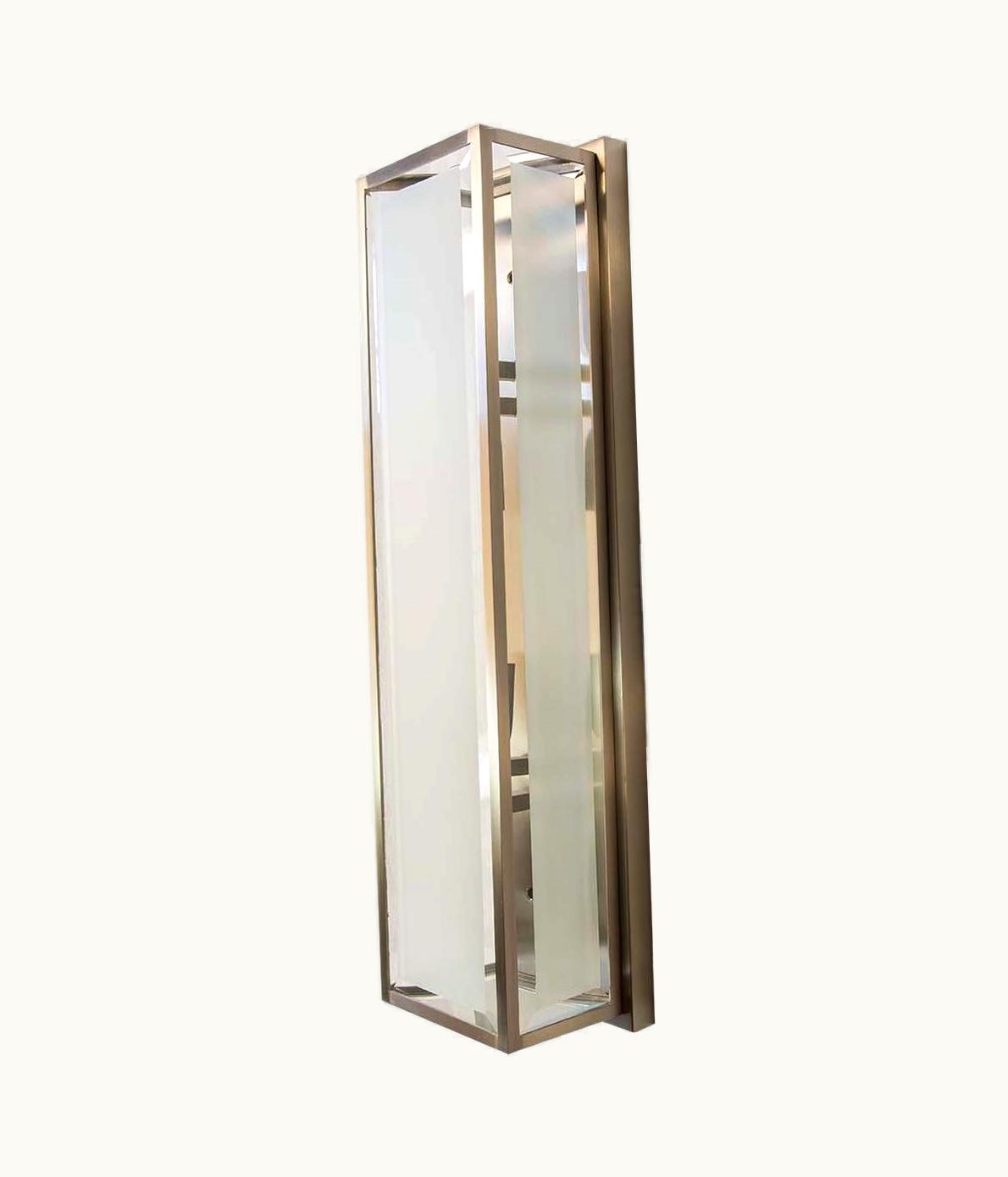 Josef Hoffmann Josef Hoffmann Enlarged Brass, Frostet Glass Josef Hoffmann Flush Mount/Wall Lamp, Re-Edition