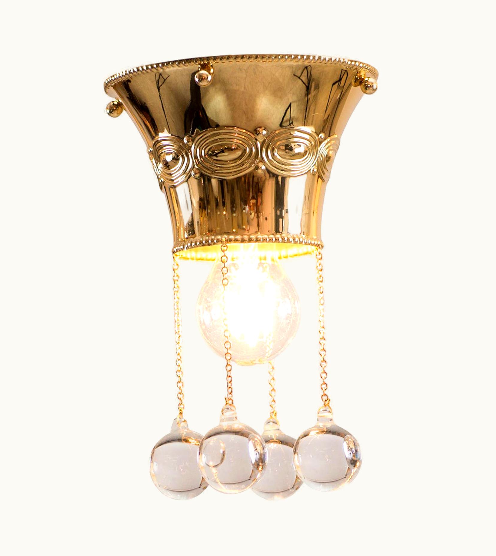 Josef Hoffmann Josef Hoffmann Wiener Werkstaette Hand Chased Plafonier With Ornaments Reedition