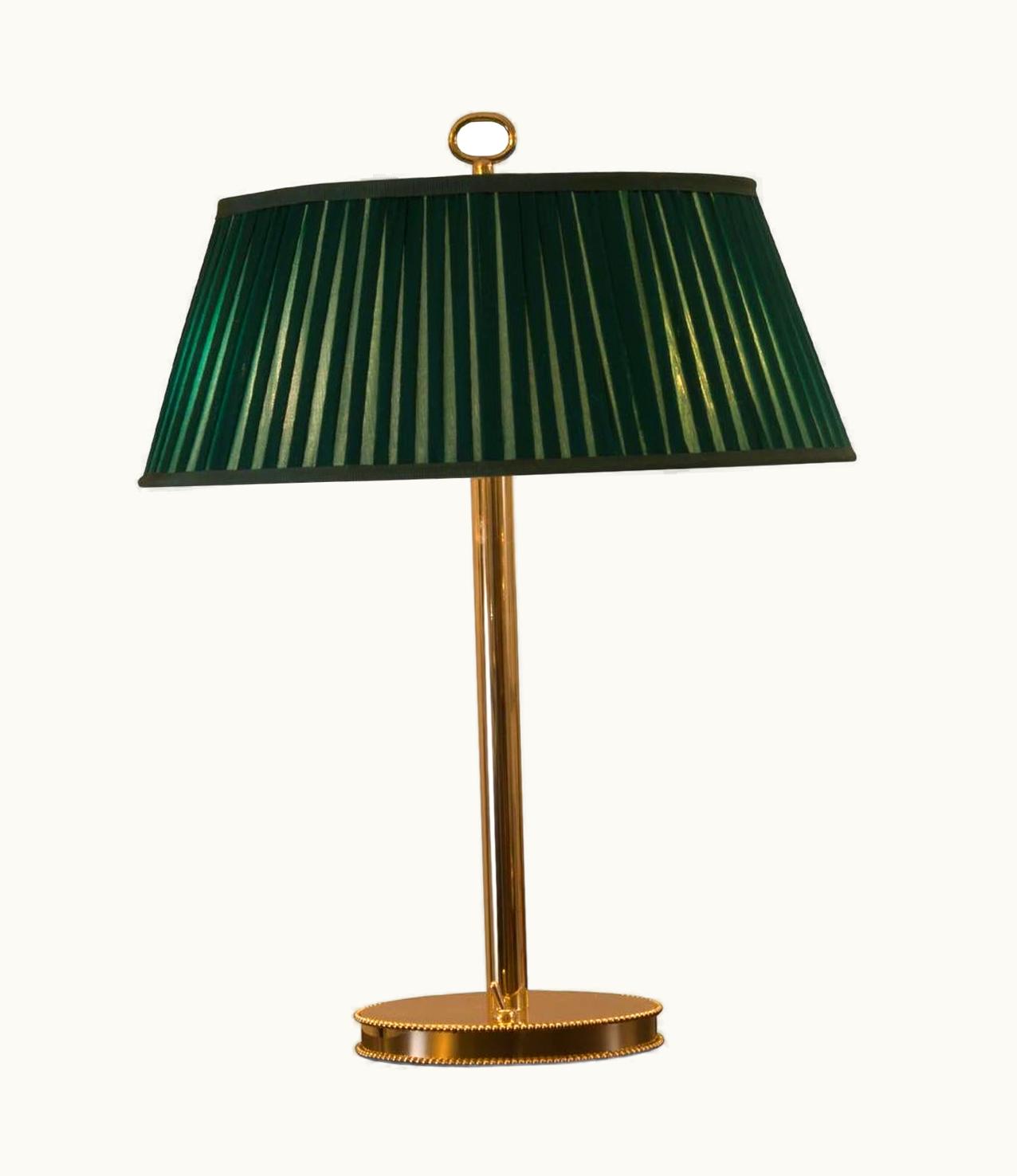 Wiener Werkstätte Wiener Werkstätte Josef Hoffmann & Wiener Werkstätte Brass & Silk Desk Lamp, Re-Edition