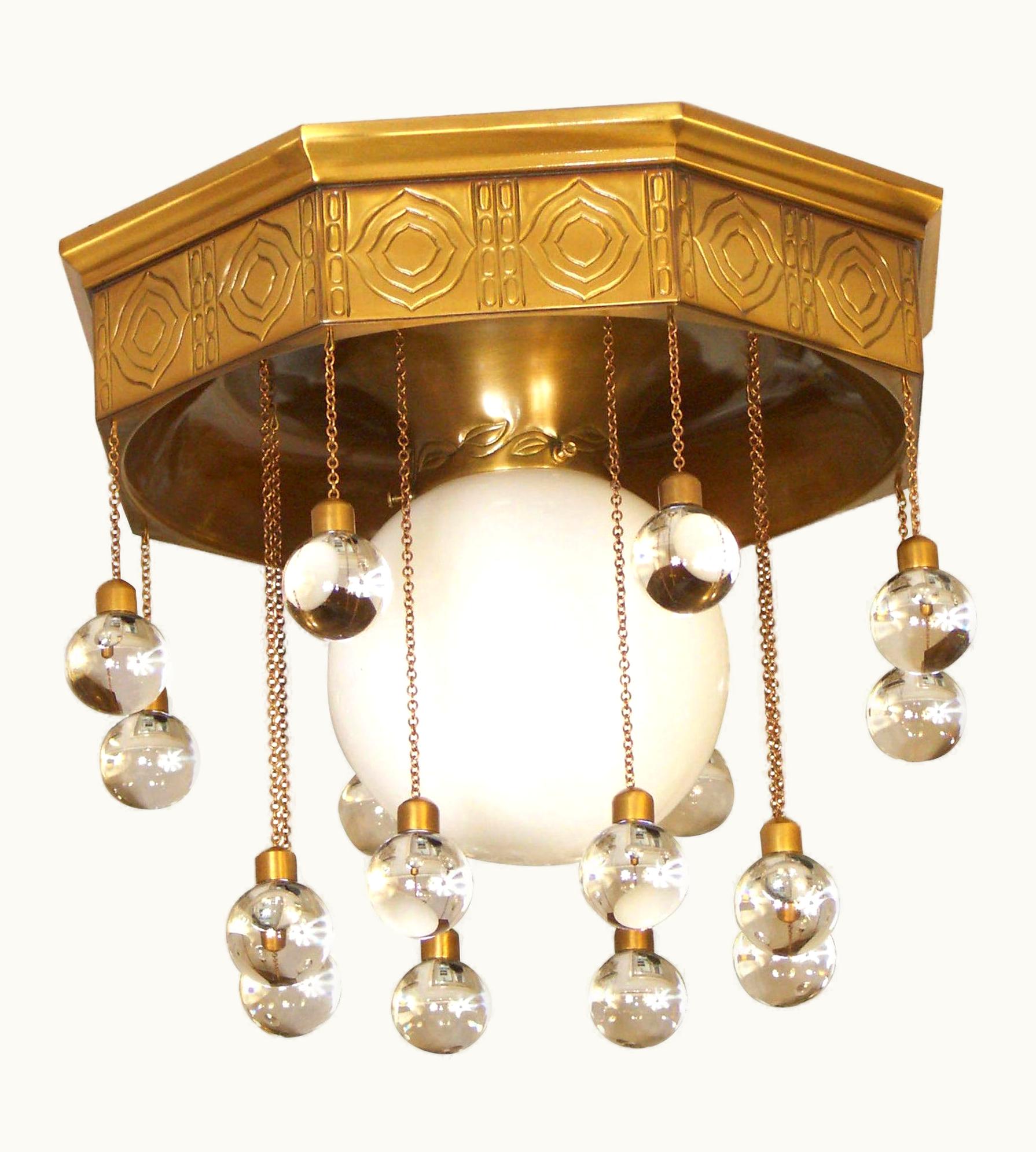 Josef Hoffmann Josef Hoffmann & Wiener Werkstätte Stoclet Palais, Ceiling Lamp Brass Re-Edition