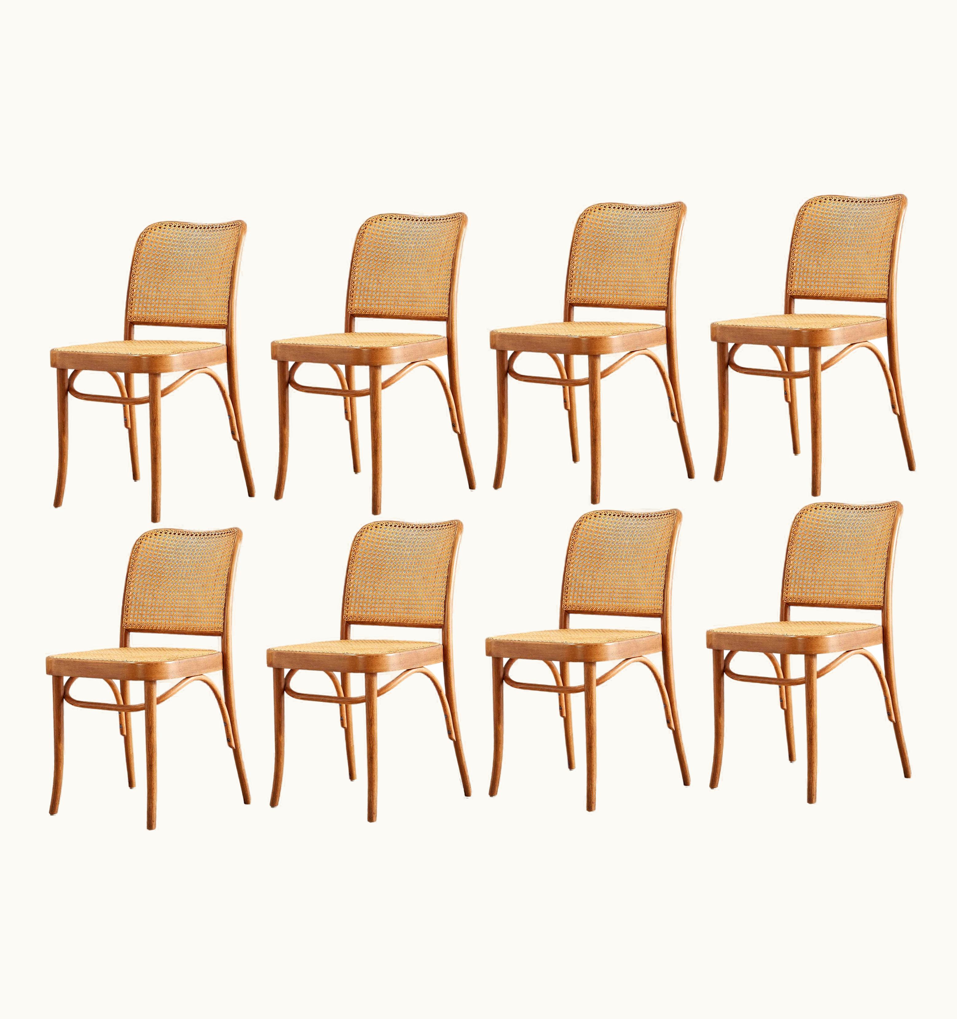Josef Hoffmann Josef Hoffmann Bentwood And Cane Prague Chairs For Thonet, Set Of 8