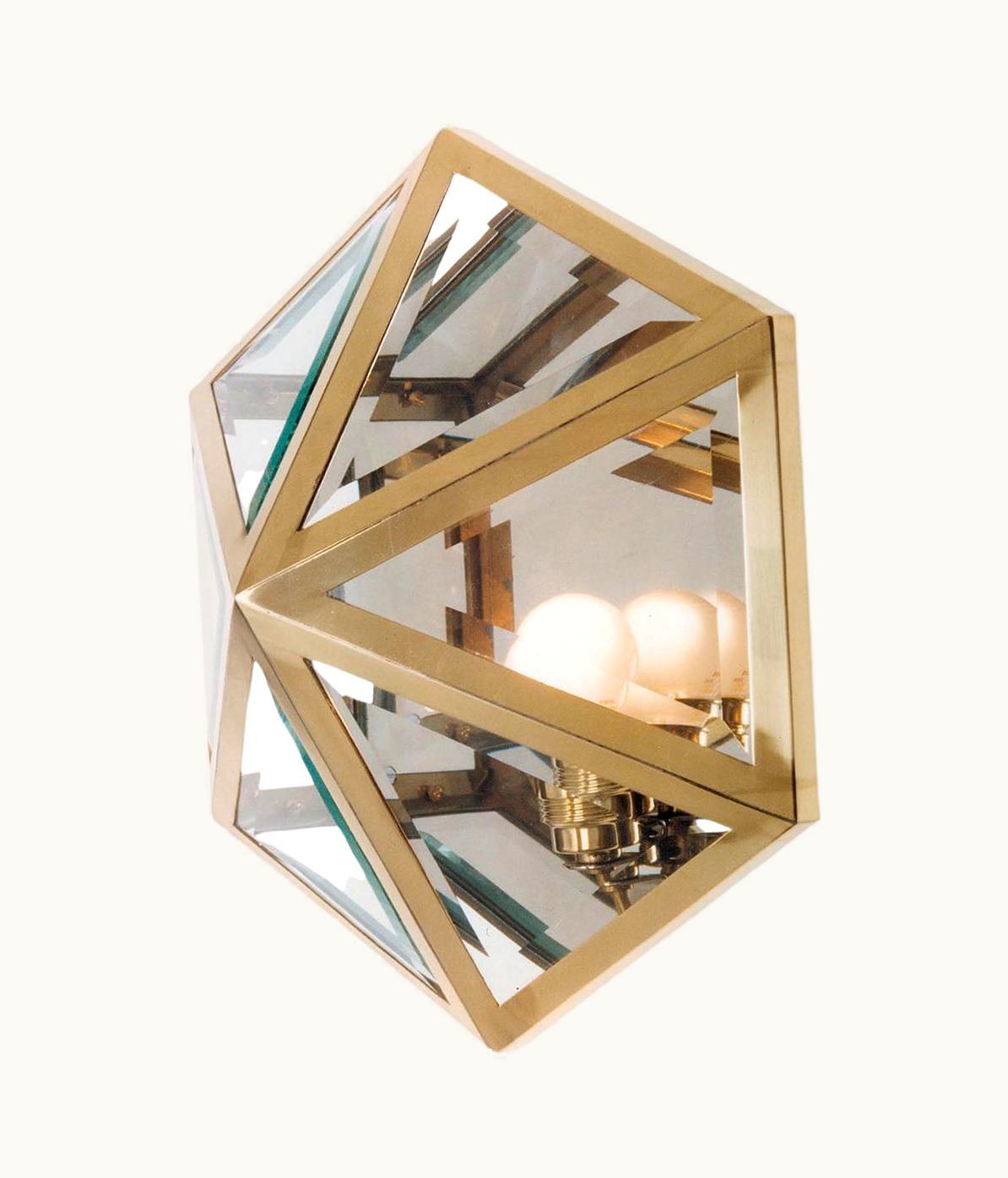 Josef Hoffmann Josef Hoffmann Brass Wall Or Ceiling Lamp By Josef Hoffmann Jugendstil Design, Re-Edition UZ0199575