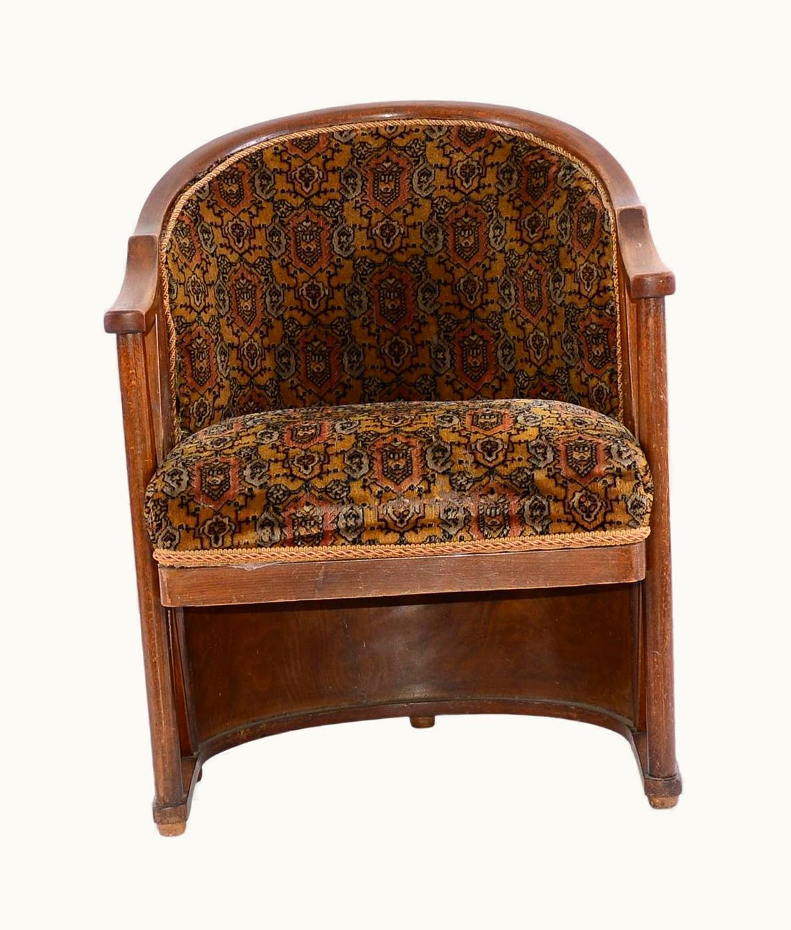 Josef Hoffmann Josef Hoffmann 1908 Barrel-Chair, Kohn, Jugendstil, Early 20th Century