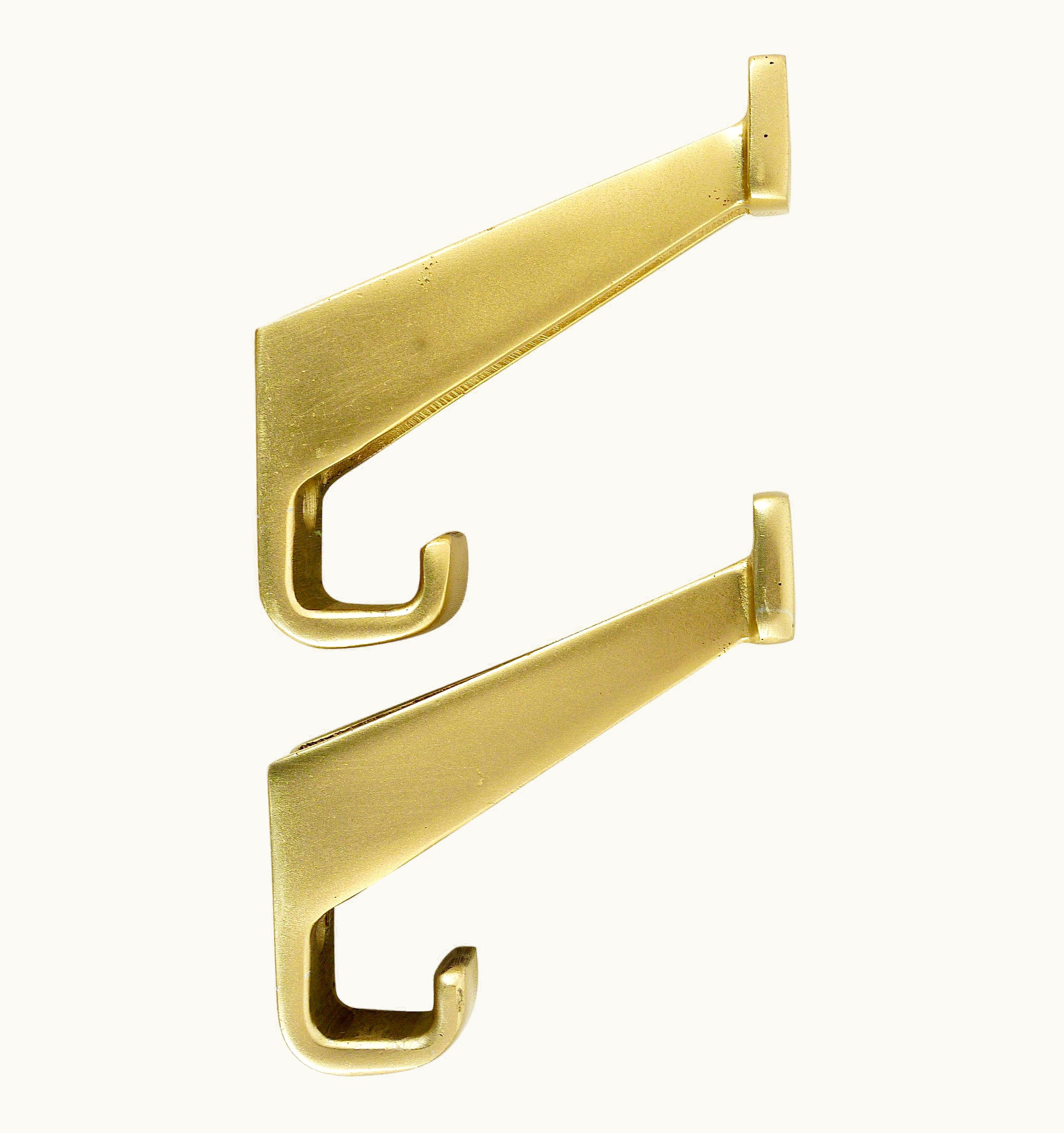 Josef Hoffmann;Oswald Haerdtl Josef Hoffmann;Oswald Haerdtl Two Golden Wall Coat Hooks By Josef Hoffmann And Oswald Haerdtl, Austria, 1930s