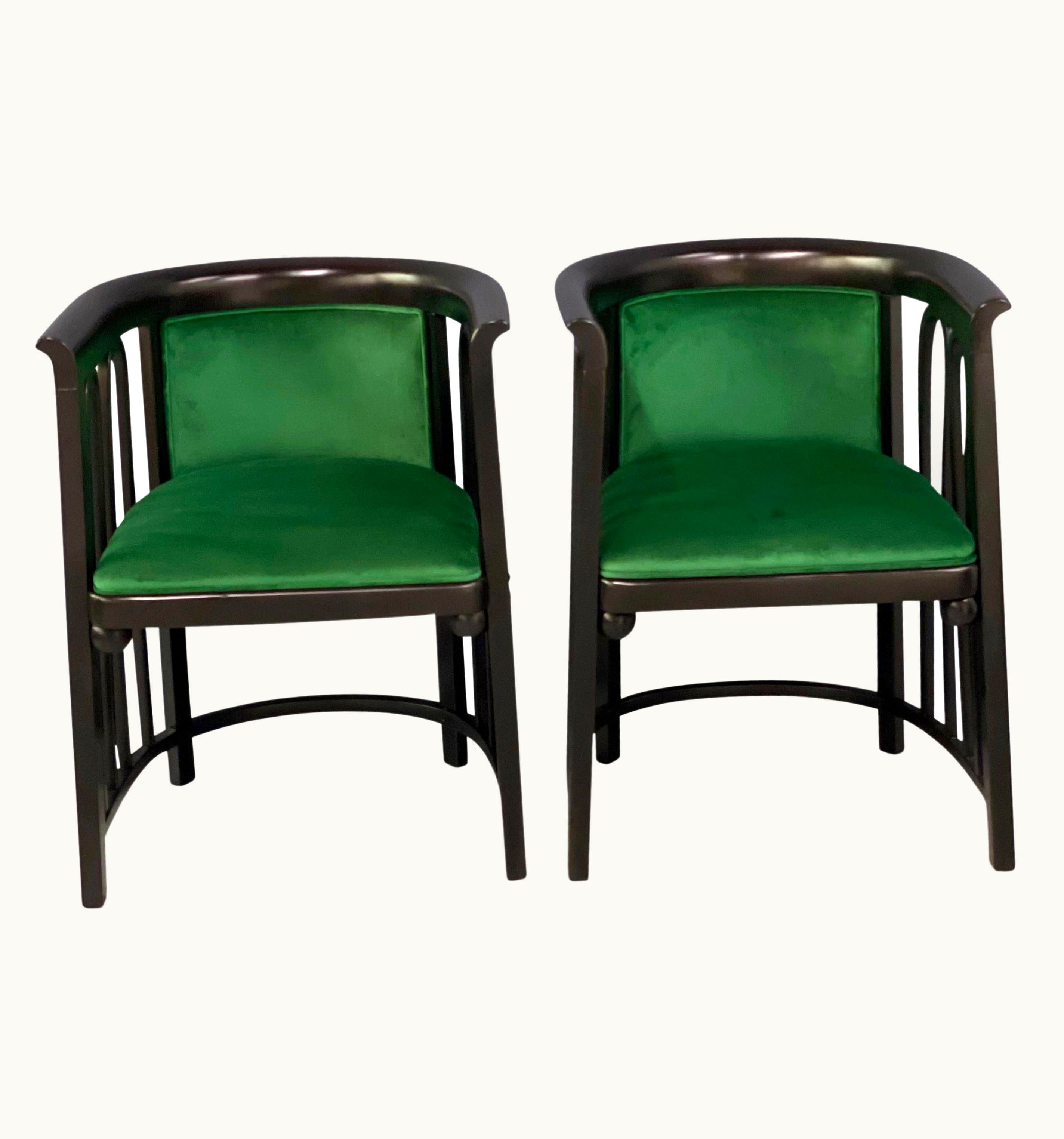 Josef Hoffmann Josef Hoffmann Pair Of Secessionist Bentwood Barrel Back Arm Chairs For J&J Kohn