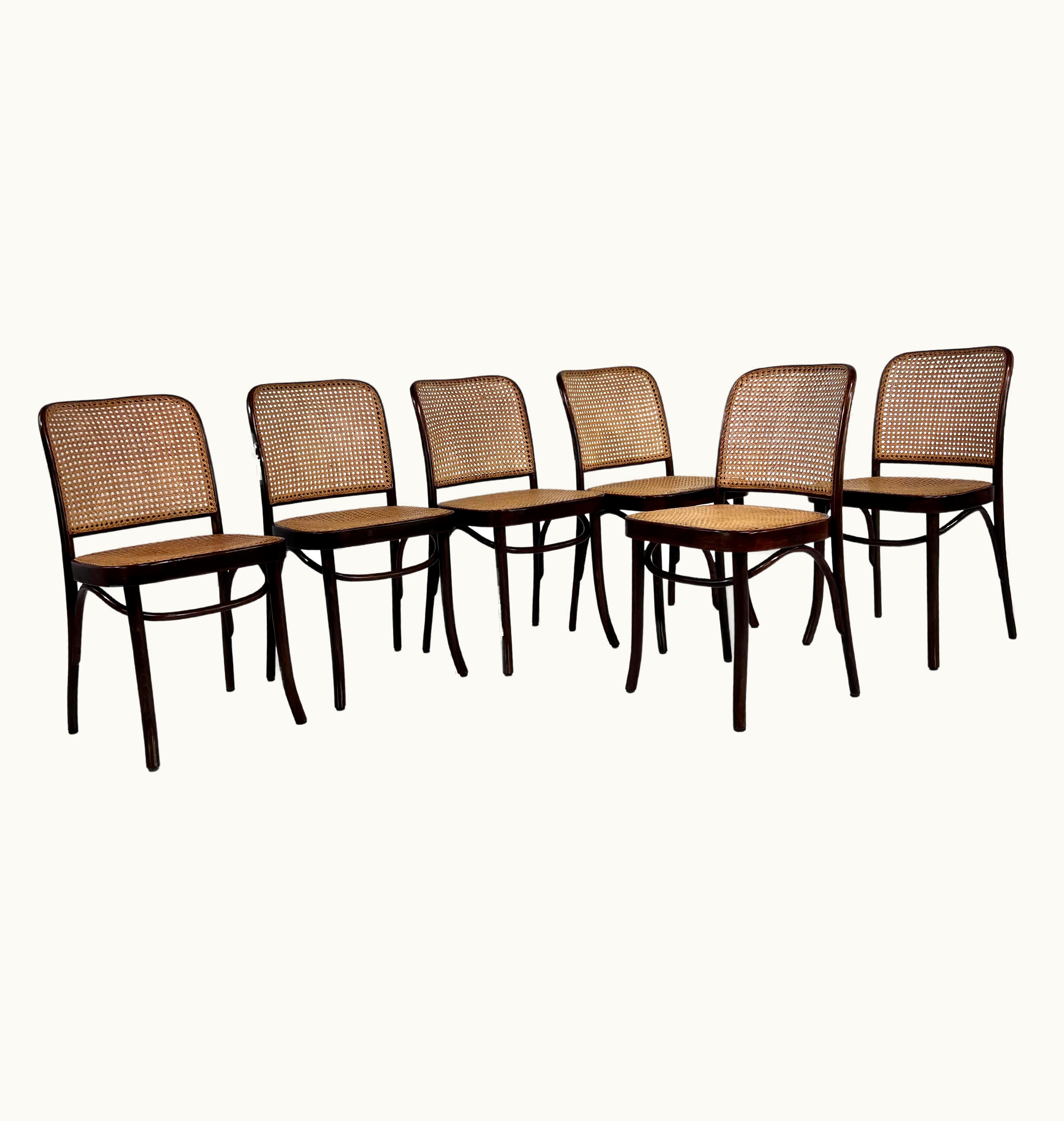 Josef Hoffmann Josef Hoffmann 1920s Josef Hoffman Bentwood And Cane Set Of 6 Chairs Prague Model For Thonet