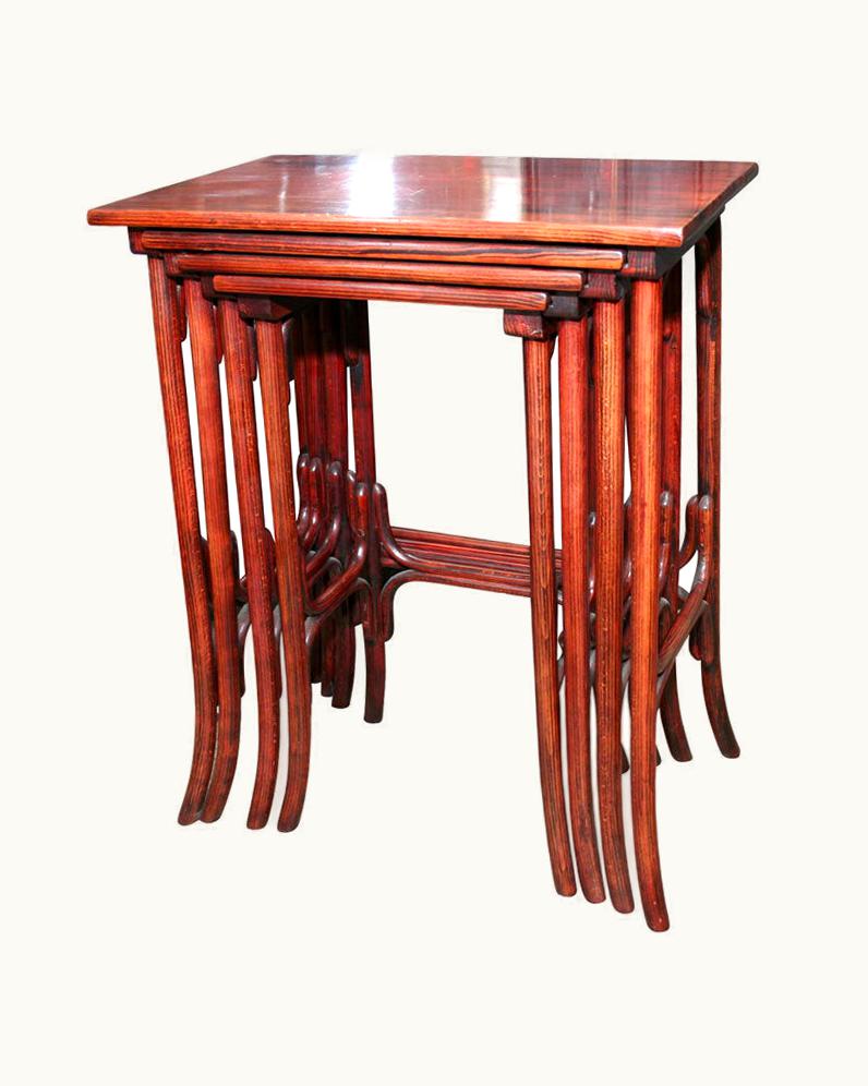 Josef Hoffmann Set Of Four Bentwood Rosewood Stacking Tables