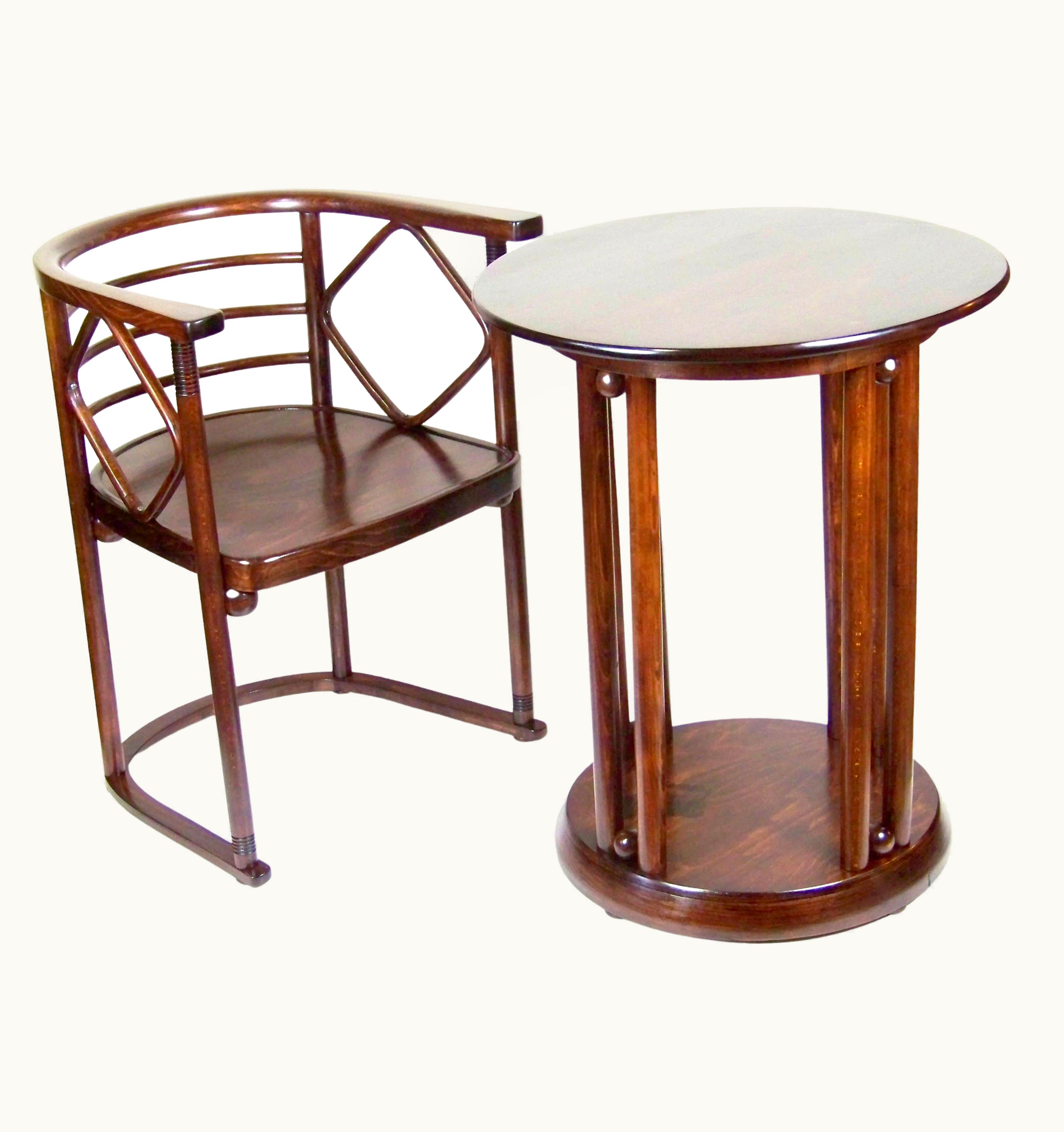 Josef Hoffmann Armchair And Coffe Table J&J Kohn Nr.728, Josef Hoffmann