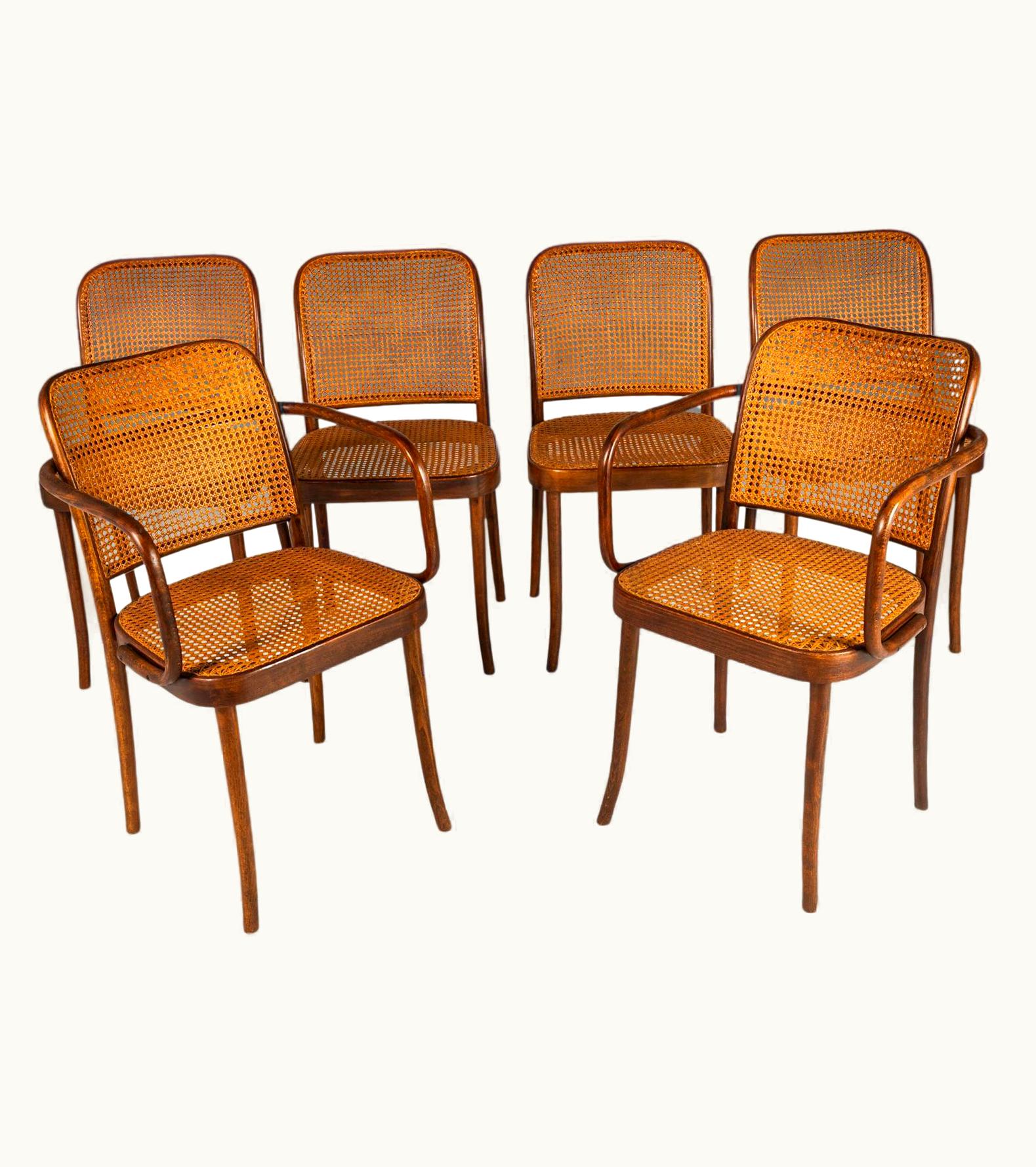 Josef Hoffmann;Josef Frank Josef Hoffmann;Josef Frank Set Of (6) Bentwood Prague Model 811 Dining Chairs By Josef Frank Josef Hoffmann