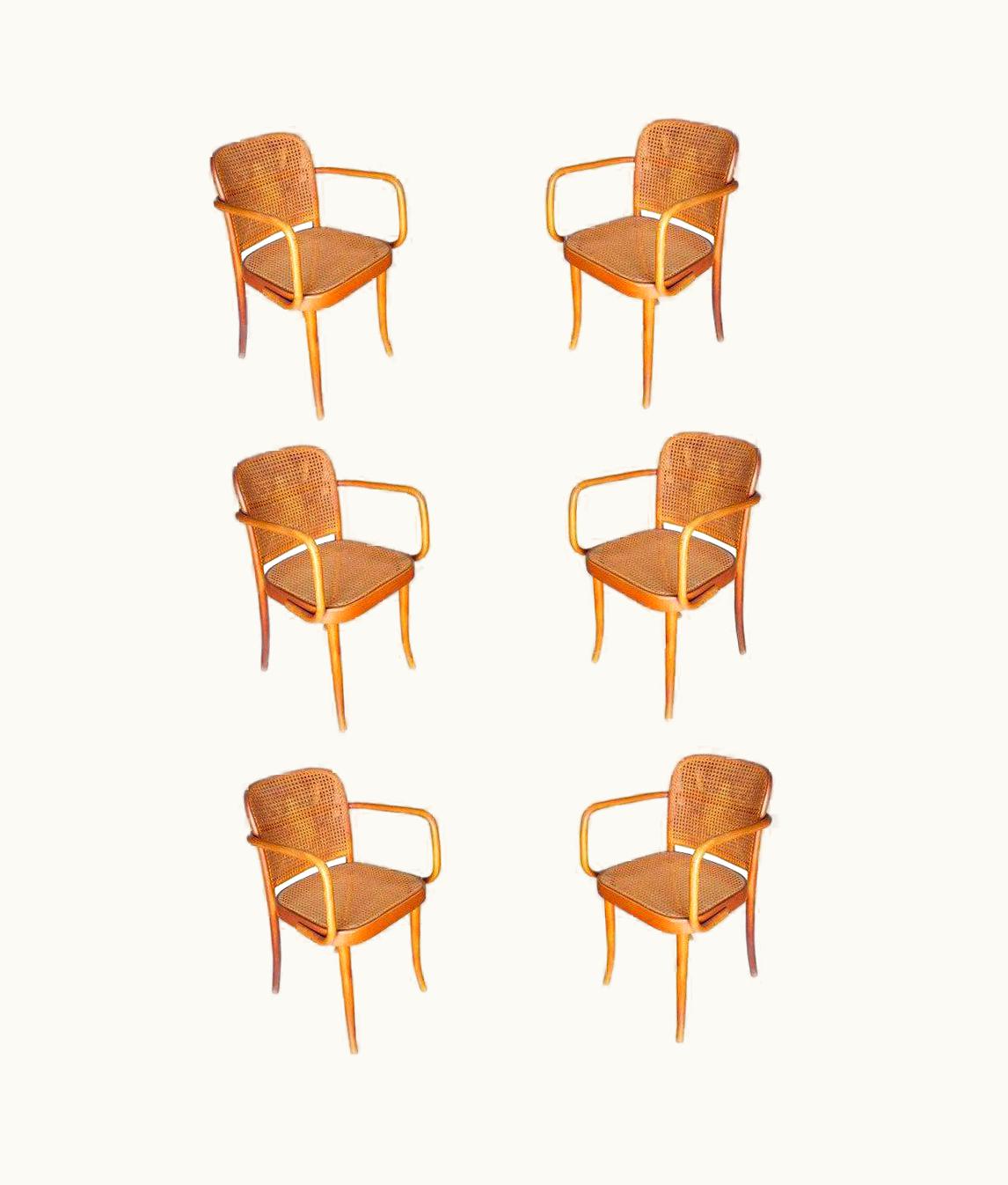 Josef Hoffmann For Stendig Bentwood Cane Dining Chairs, Set Of Six