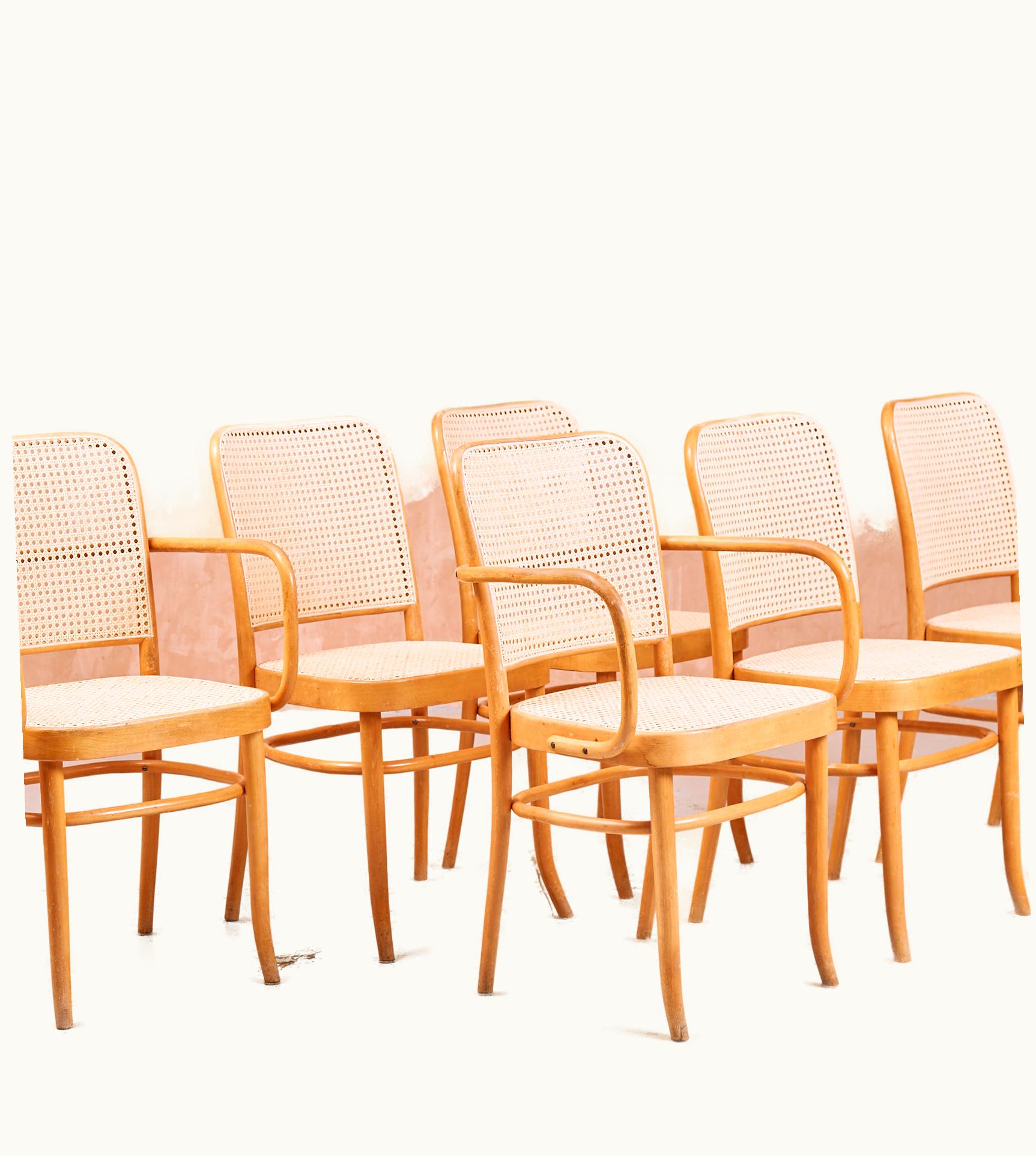 Josef Frank;Josef Hoffmann Josef Frank;Josef Hoffmannn For Stendig Bentwood Cane Dining Chairs, Set Of Six
