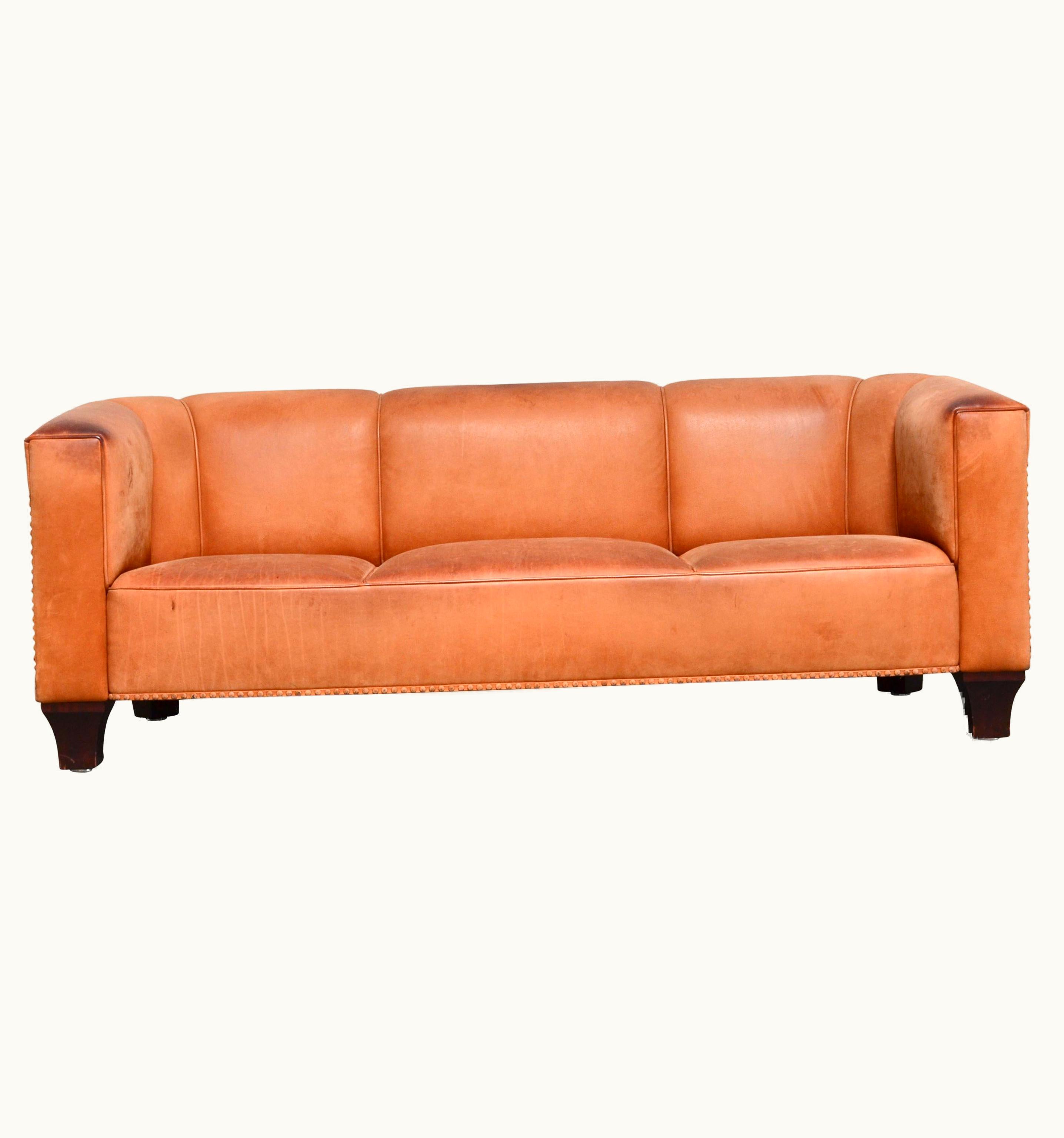 Josef Hoffmann Josef Hoffmann Wittmann Palais Stoclet Vintage Cognac Leather Sofa By Josef Hoffmann UZ0199818