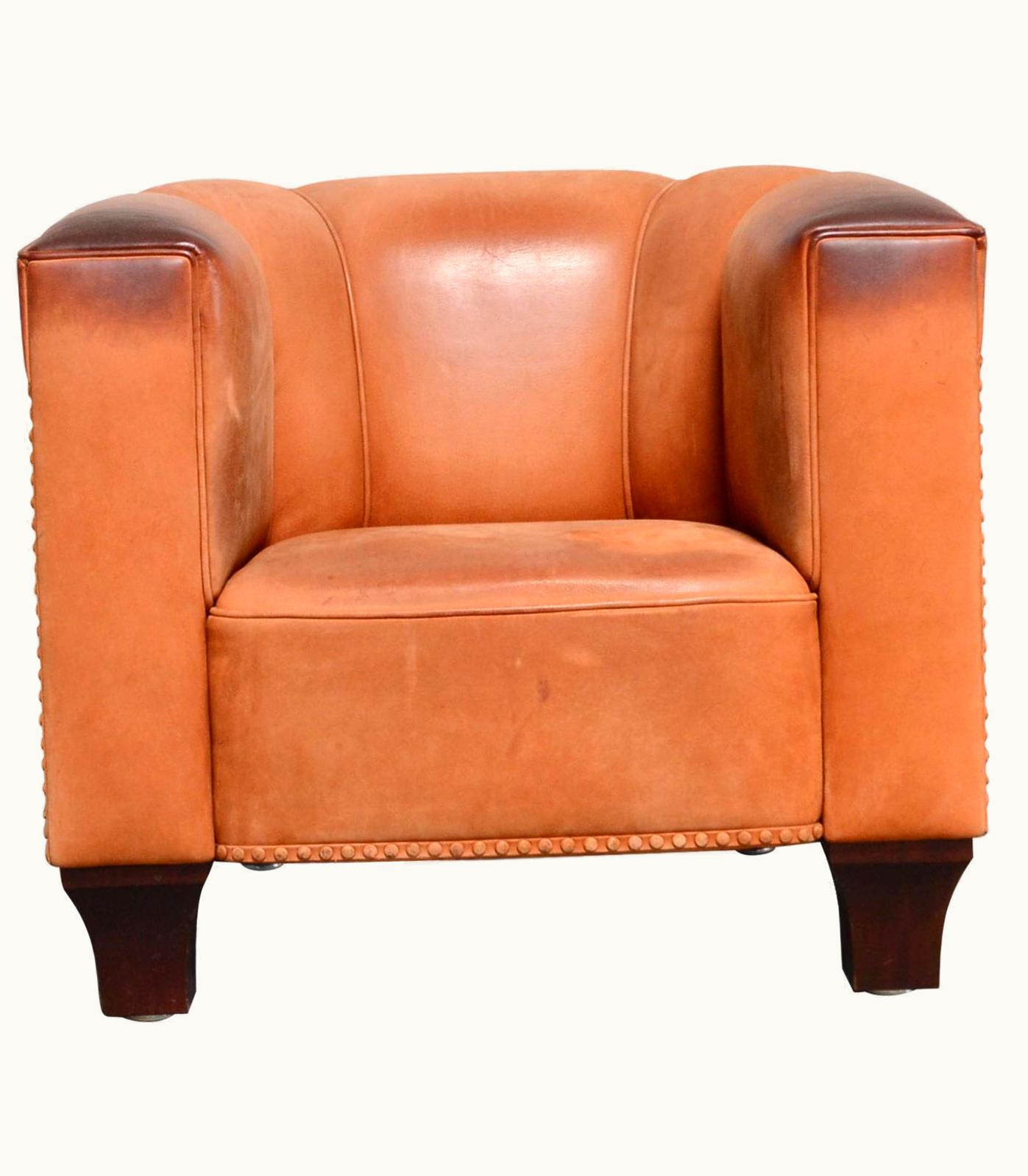 Josef Hoffmann Josef Hoffmann Wittmann Palais Stoclet Vintage Cognac Leather Armchair By Josef Hoffmann UZ0199819