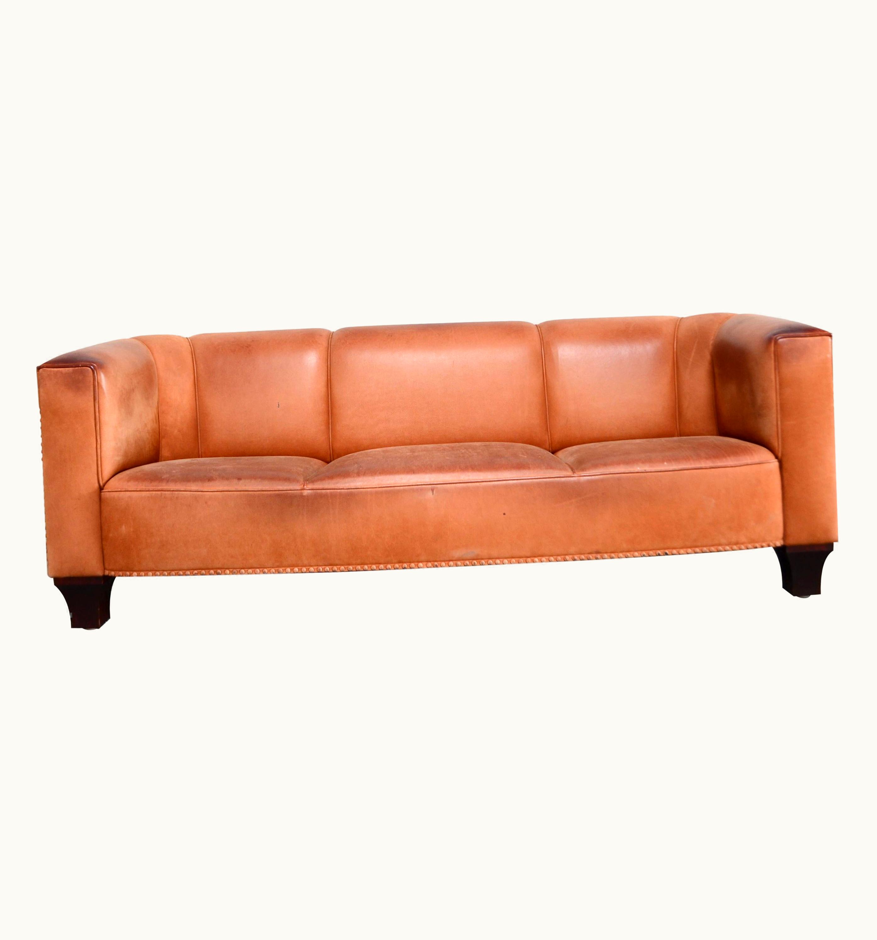 Josef Hoffmann Wittmann Palais Stoclet Vintage Cognac Leather Sofa By Josef Hoffmann UZ0199820