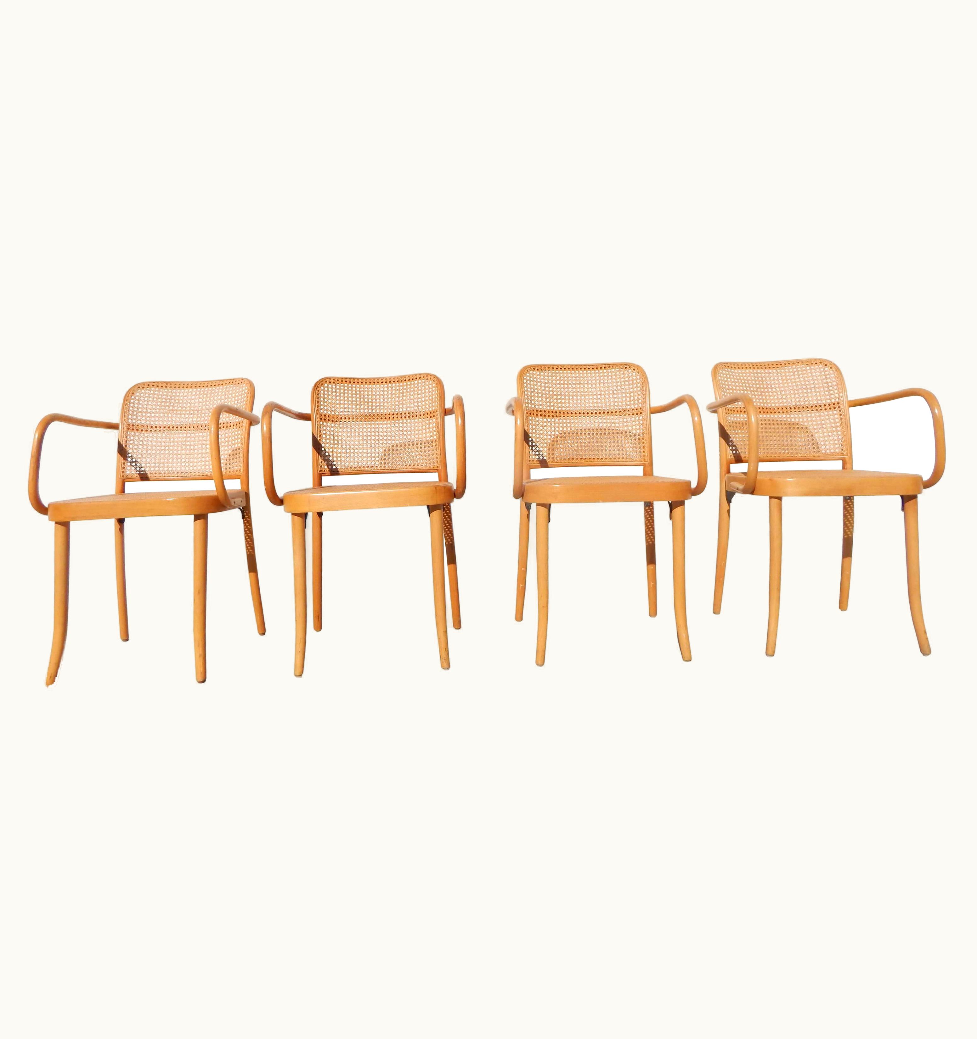 Josef Hoffmann Set Of Four Josef Hoffmann Bentwood And Cane Armchairs