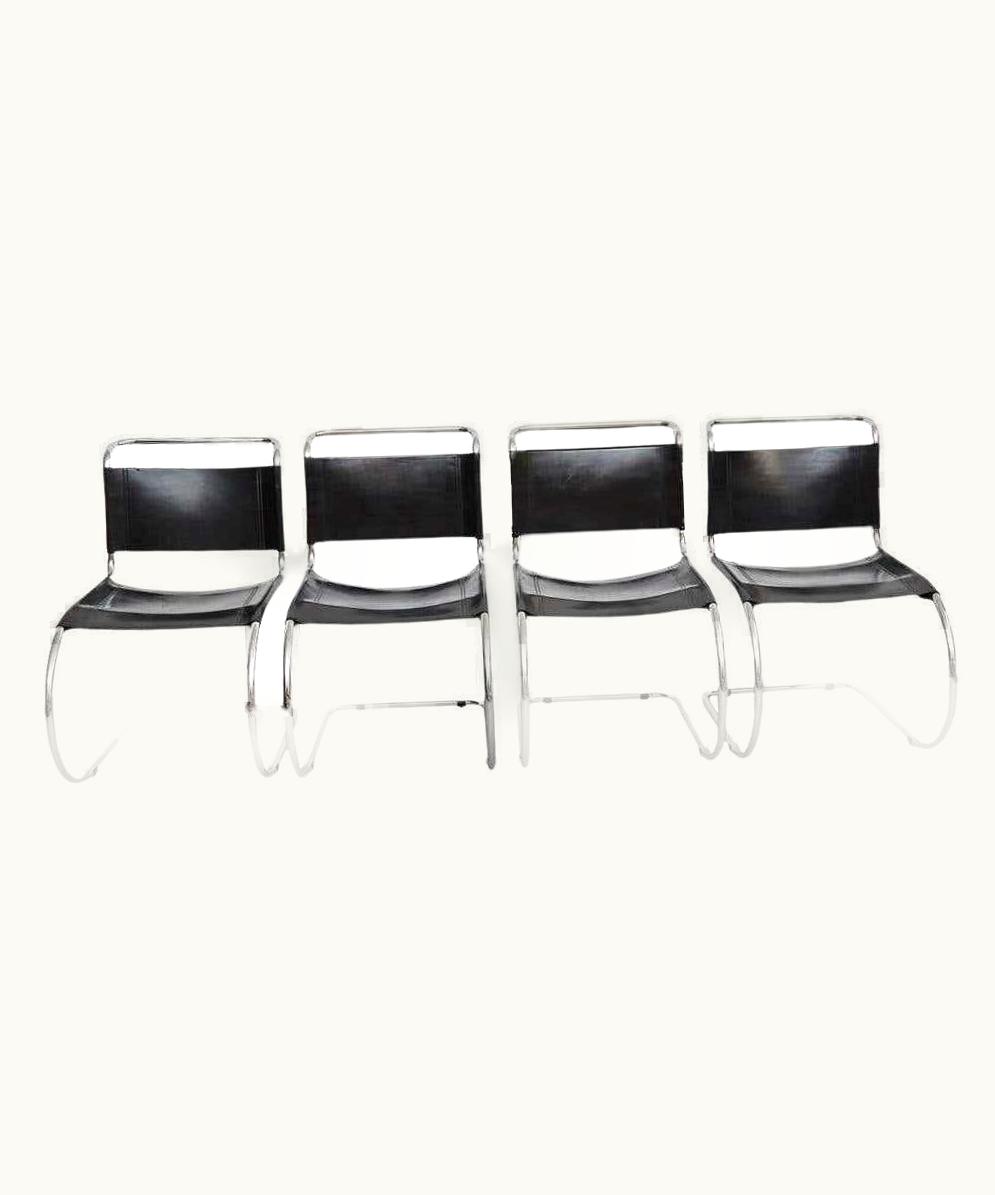 Ludwig Mies van der Rohe Ludwig Mies van der Rohe Set Of 4 Mies Van Der Rohe MR10 Black Leather Easy Chairs, Circa 1960