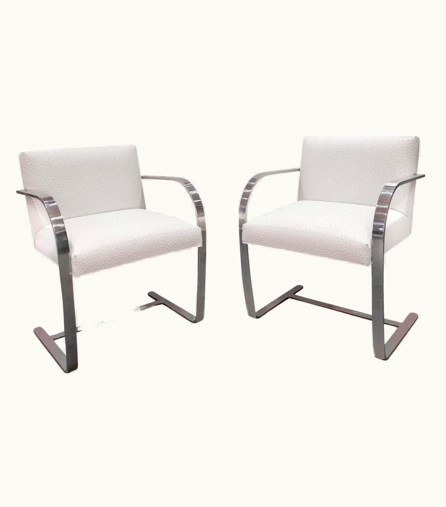 Ludwig Mies van der Rohe Ludwig Mies van der Rohe Mies Van Der Rohe Chic Pair Of Brno Arm Chairs In Ostrich Leather, 1990s