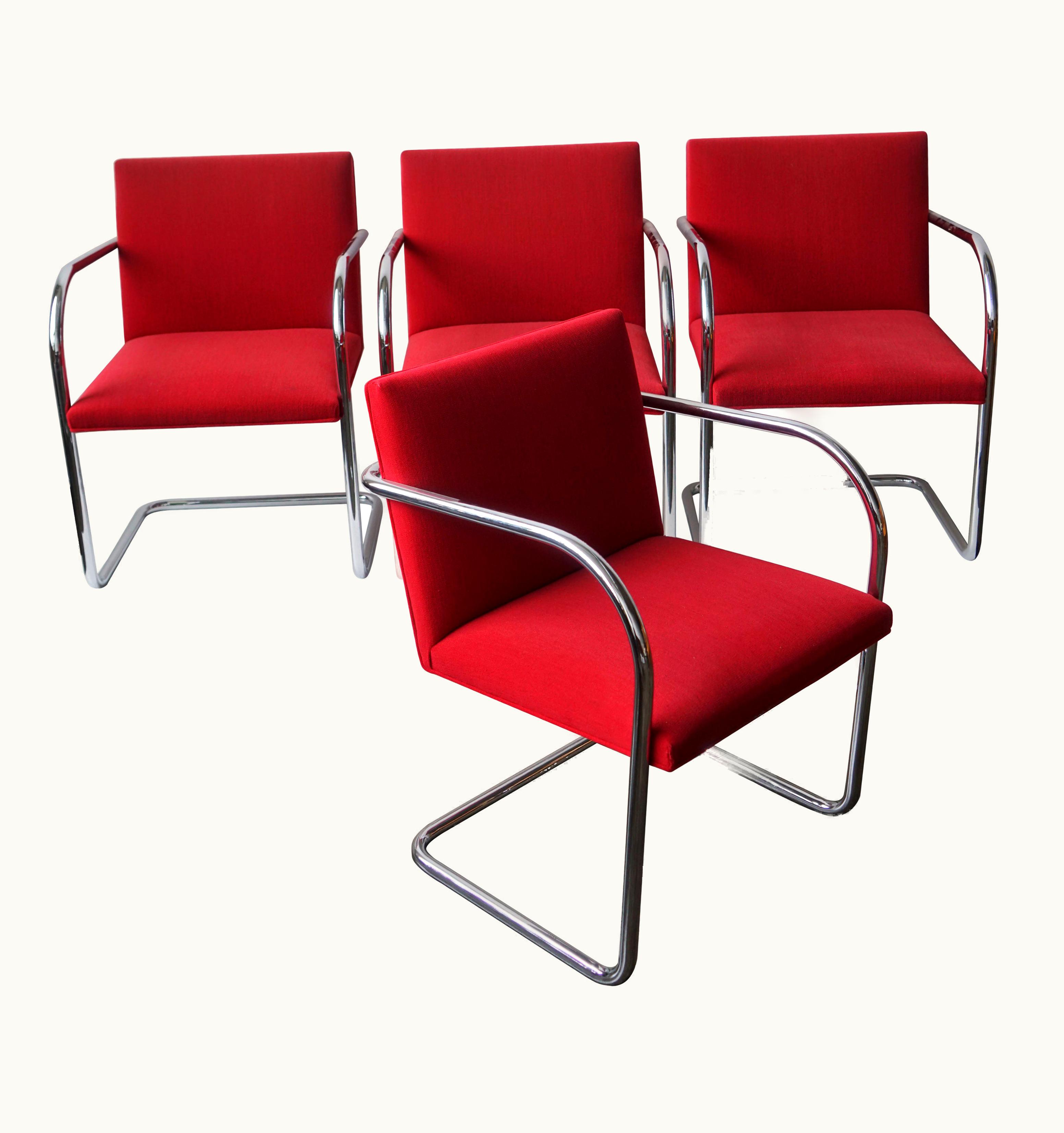 Ludwig Mies van der Rohe Ludwig Mies van der Rohe Mies Van Der Rohe Brno Chairs For Knoll In Red, Set Of 4