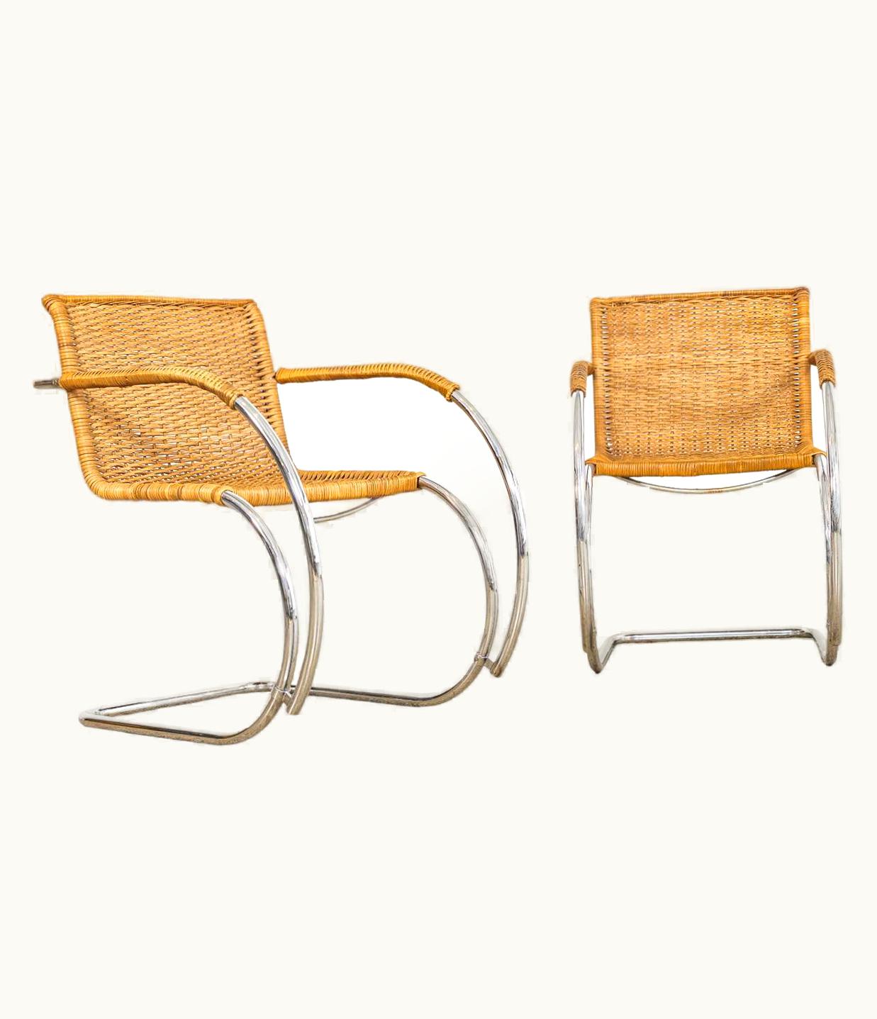 Ludwig Mies van der Rohe Ludwig Mies van der Rohe Bauhaus MR 20 Cantilever Arm Chairs By Mies Van Der Rohe For Stendig