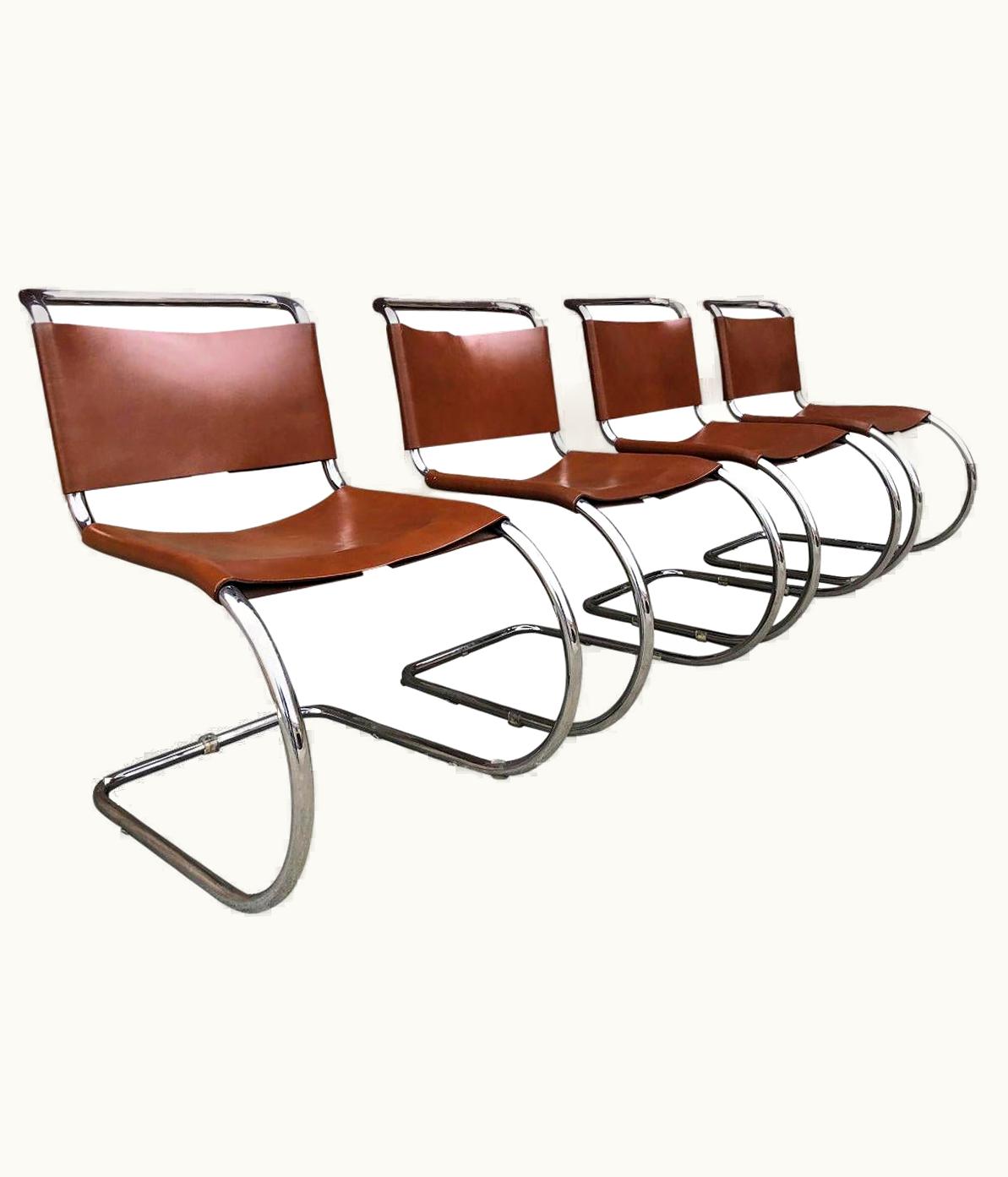 Ludwig Mies van der Rohe Ludwig Mies van der Rohe Set Of 4 Mies Van Der Rohe Leather MR10 Cantilever Chairs For Knoll Int'l