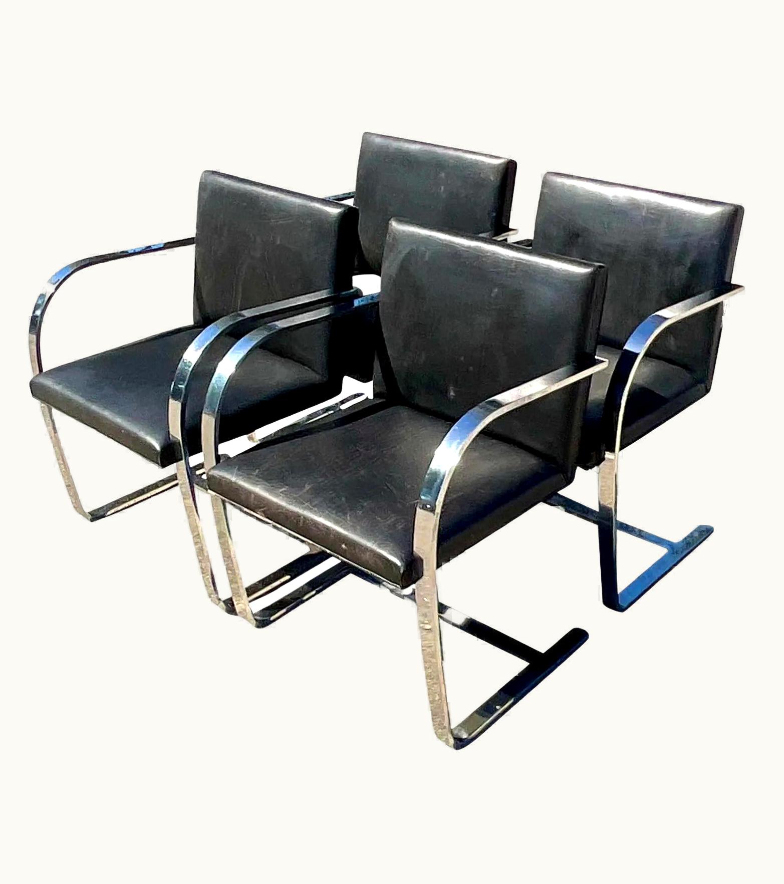 Ludwig Mies van der Rohe Ludwig Mies van der Rohe Vintage MCM Miles Van Der Rohe For Knoll Brno Chairs, Set Of 4