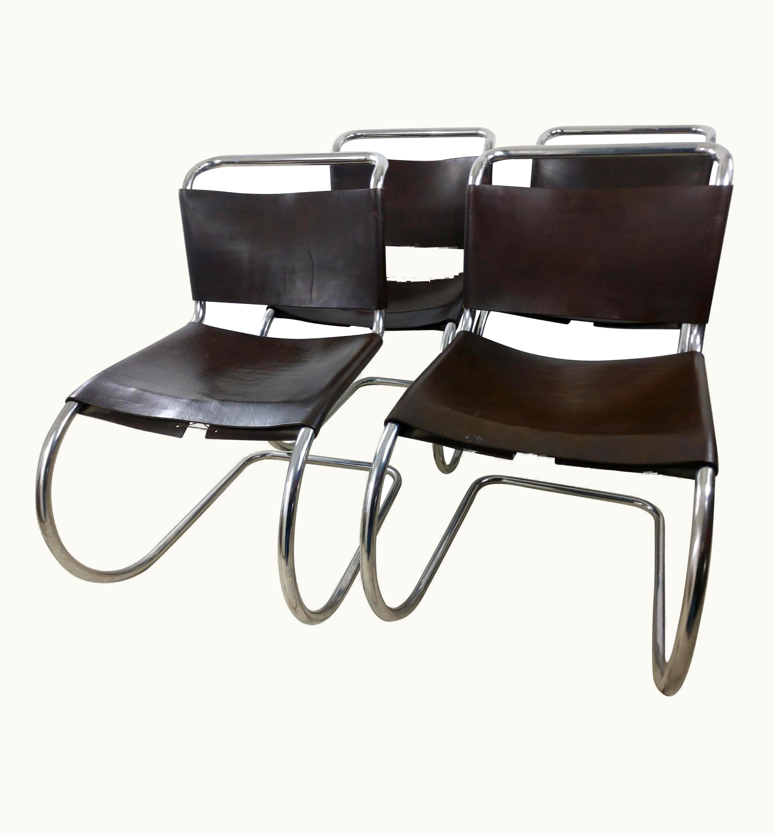 Ludwig Mies van der Rohe Ludwig Mies van der Rohe Set Of 4 Ludwig Mies Van Der Rohe MR10 Dining Chairs Knoll