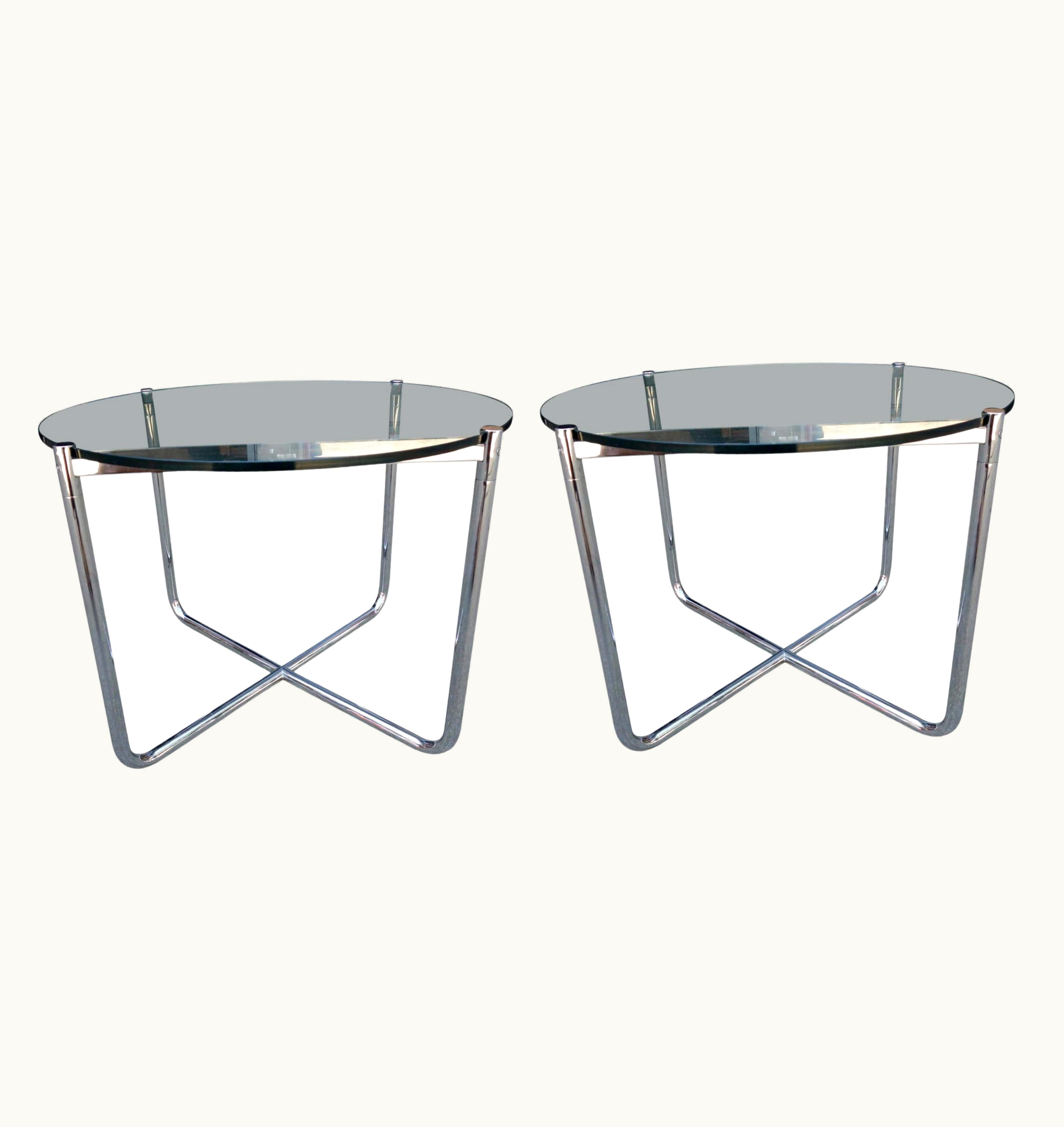 Ludwig Mies van der Rohe Ludwig Mies van der Rohe Mid-Century Mies Van Der Rohe Mr Side Tables, 'Pair'