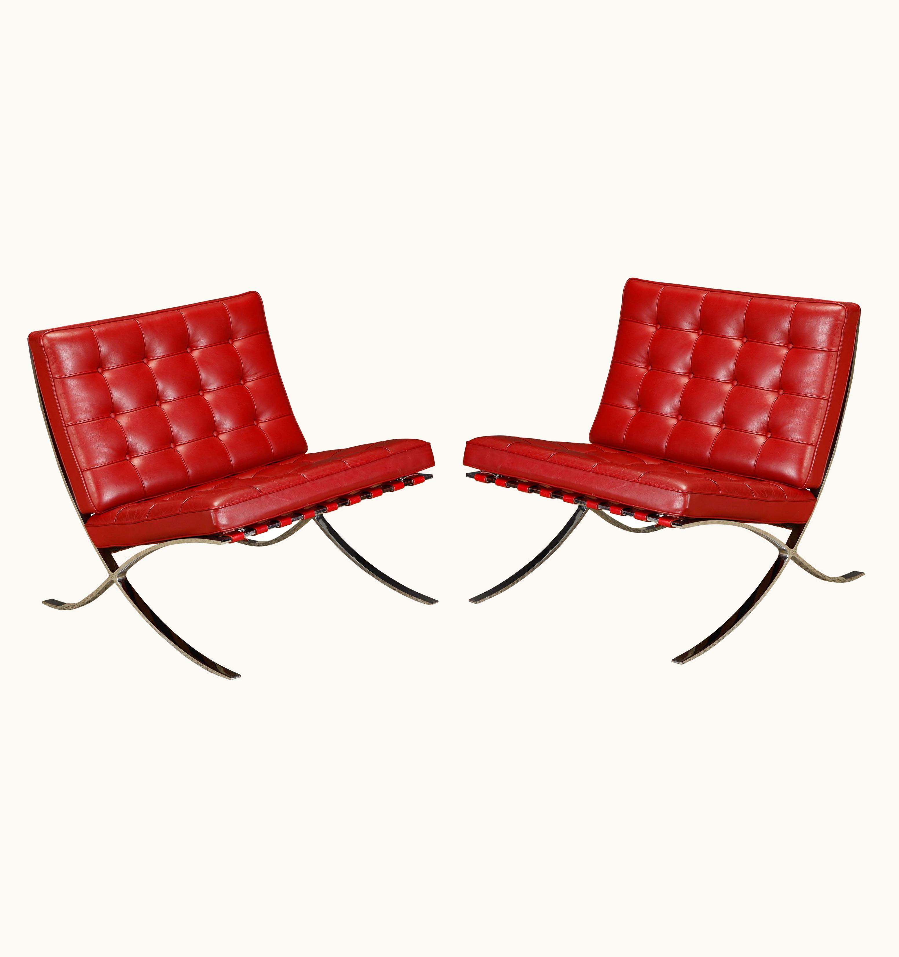 Ludwig Mies van der Rohe Ludwig Mies van der Rohe Pair Of Barcelona Lounge Chairs By Mies Van Der Rohe For Knoll Studios, Signed UZ0199874