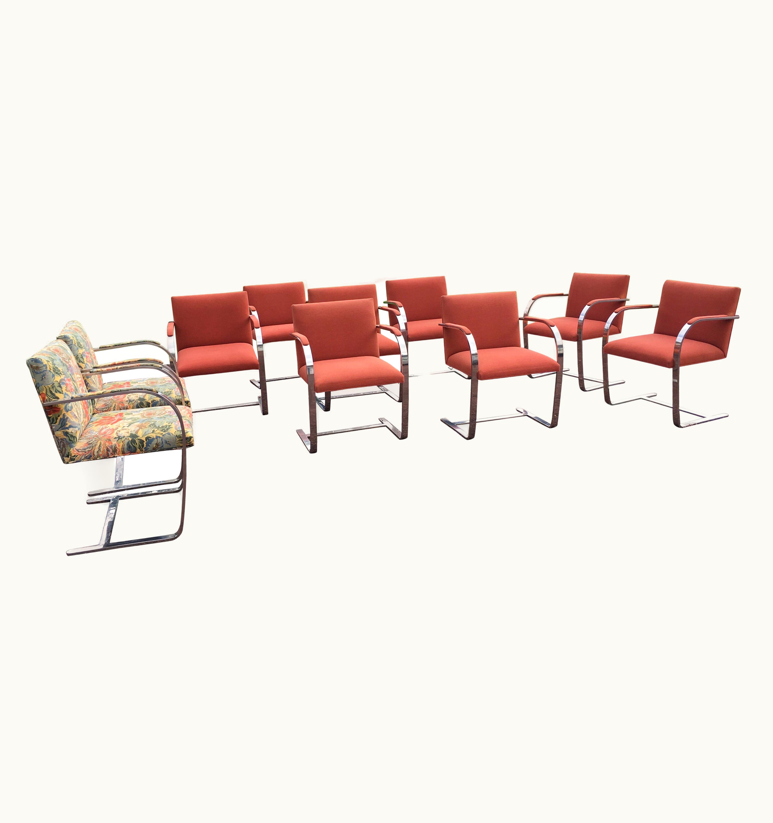 Ludwig Mies van der Rohe Ludwig Mies van der Rohe Set Of Ten Flat Bar Chromed Steel 255 Brno Chairs By Mies Van Der Rohe For Knoll