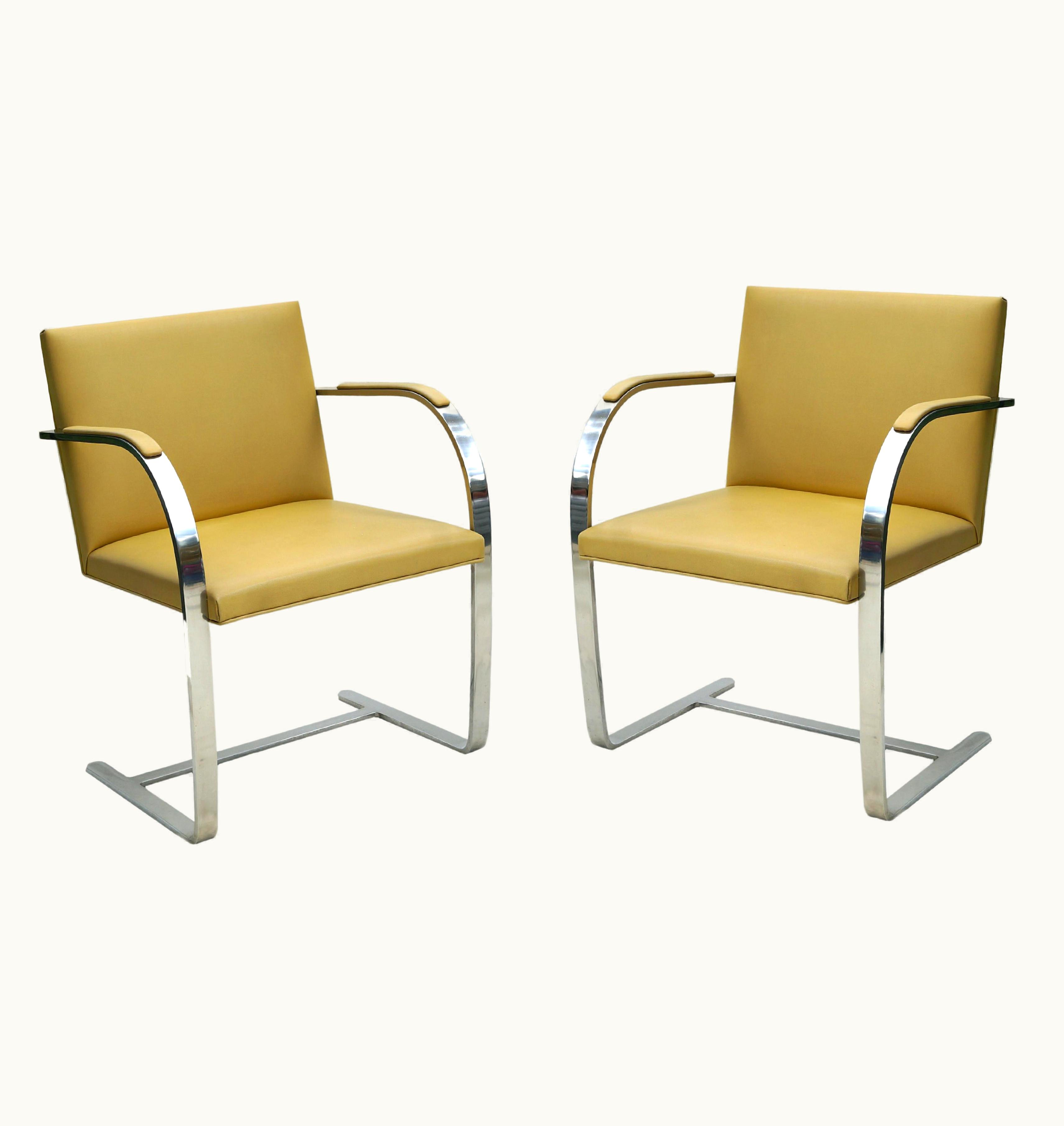 Ludwig Mies van der Rohe Ludwig Mies van der Rohe Pair Of Knoll International Ludwig Mies Van Der Rohe Brno Leather Lounge Chairs