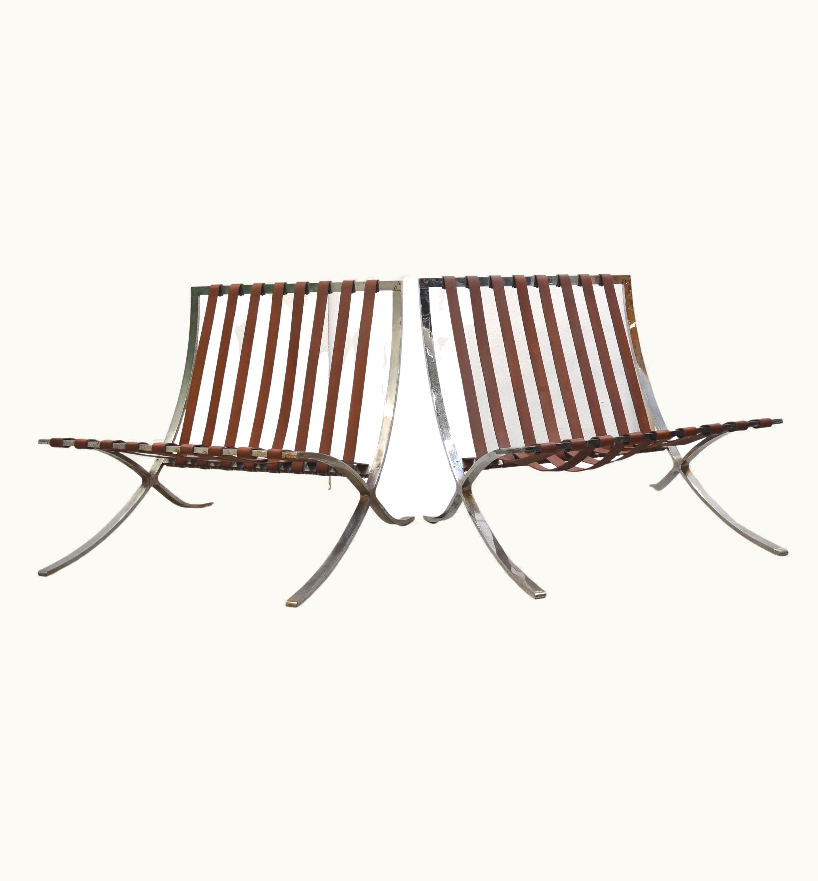 Ludwig Mies van der Rohe Ludwig Mies van der Rohe Pair Of Early Barcelona Chair By Mies Van Der Rohe By Stiegler 1950s