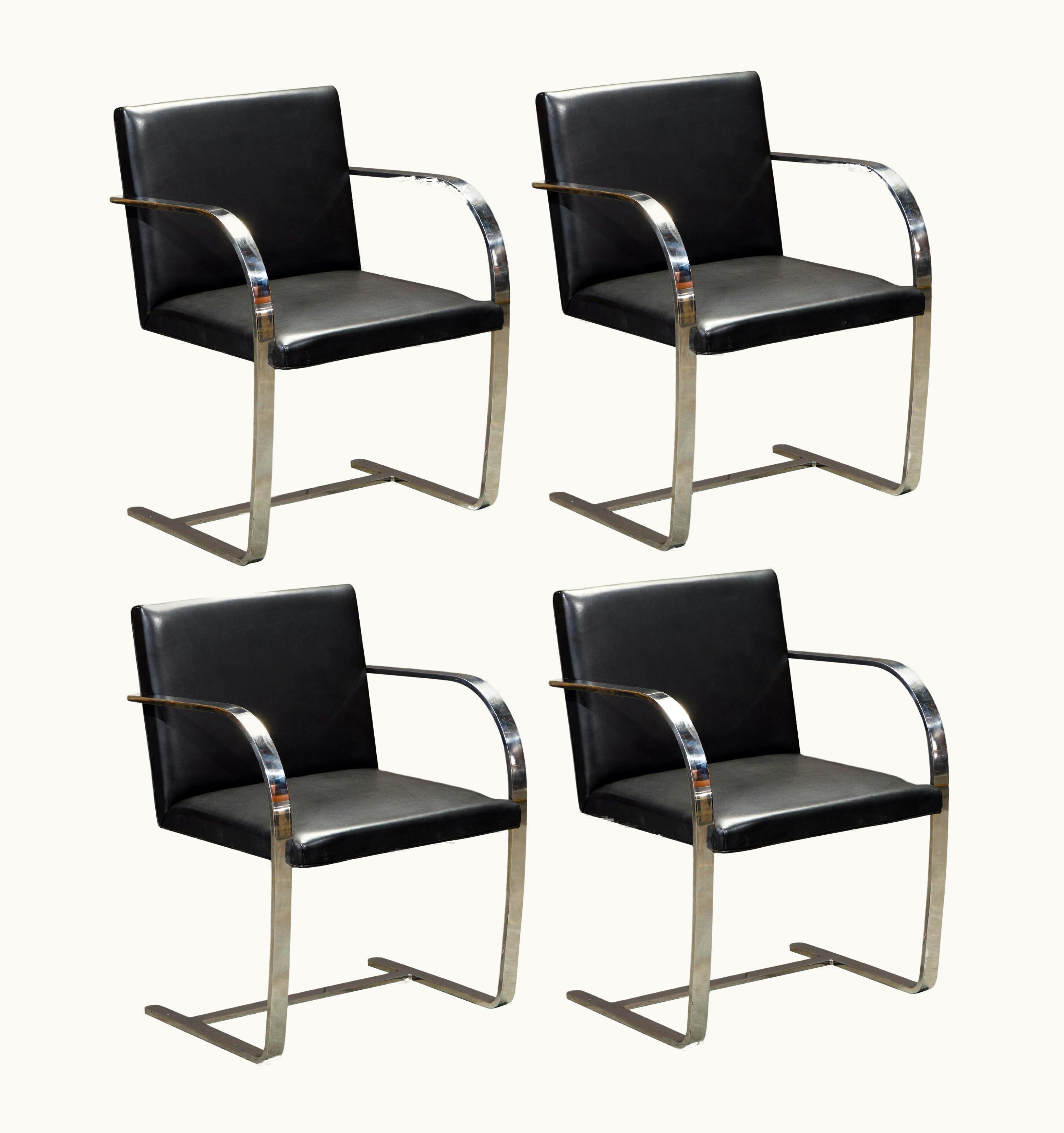 Ludwig Mies van der Rohe Ludwig Mies van der Rohe Knoll International Leather 'Brno' Chairs By Mies Van Der Rohe, 1987, Signed