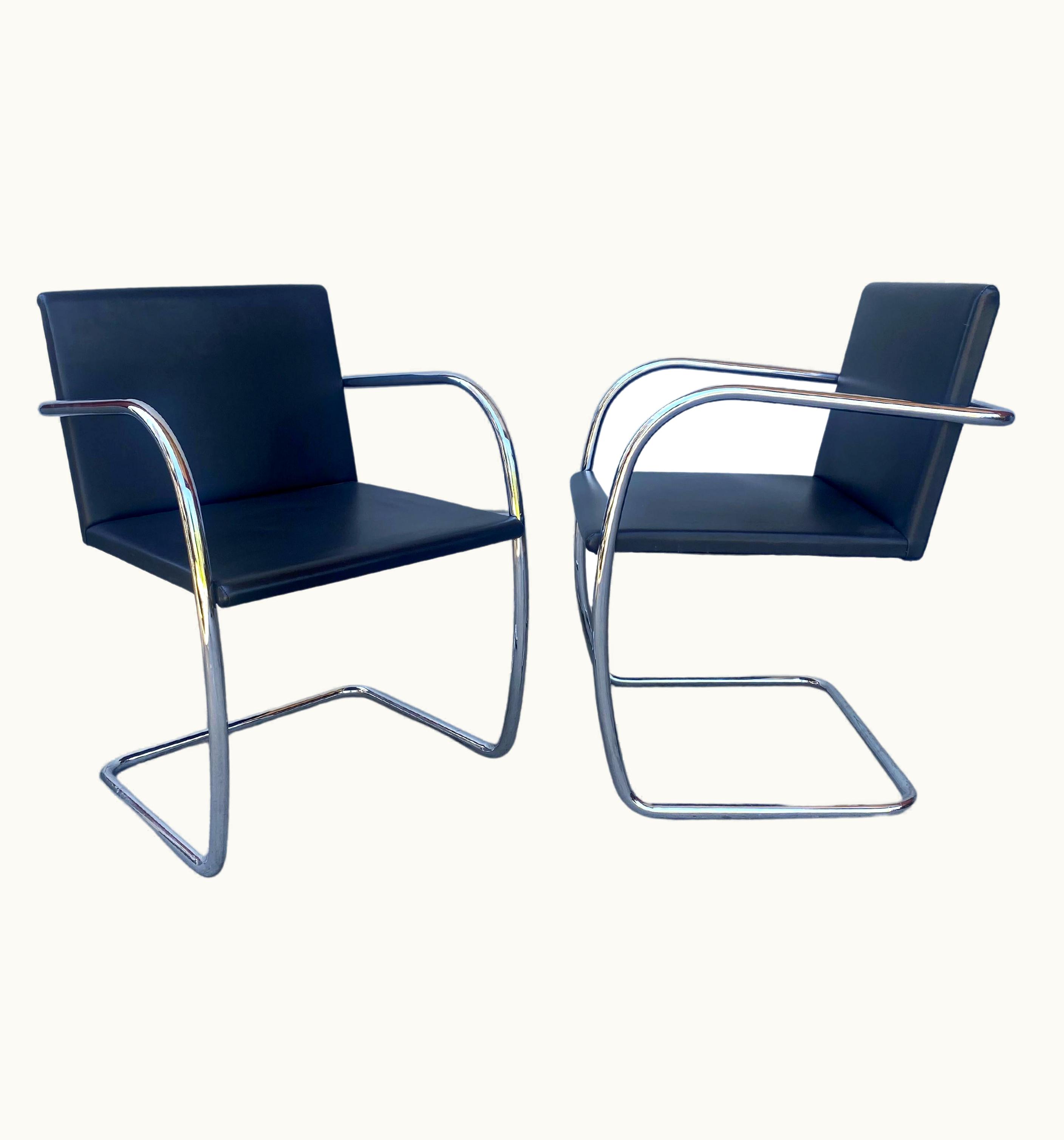 Ludwig Mies van der Rohe Ludwig Mies van der Rohe Classic Set 6 Brno Chairs, , Black Leather & Chrome, , MADE BY kNOLL sTUDIO'S