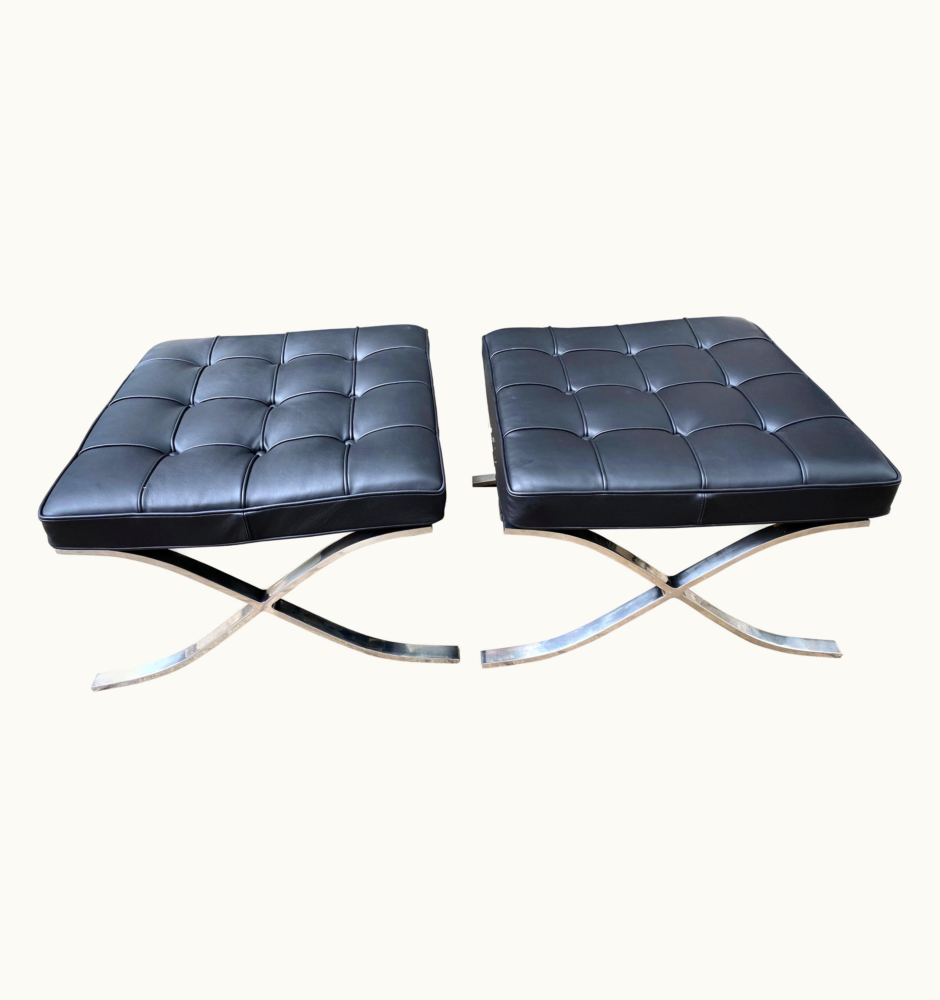 Ludwig Mies van der Rohe Ludwig Mies van der Rohe Pair Mies Van Der Rohe For Knoll Barcelona Ottomans In Stainless Steel