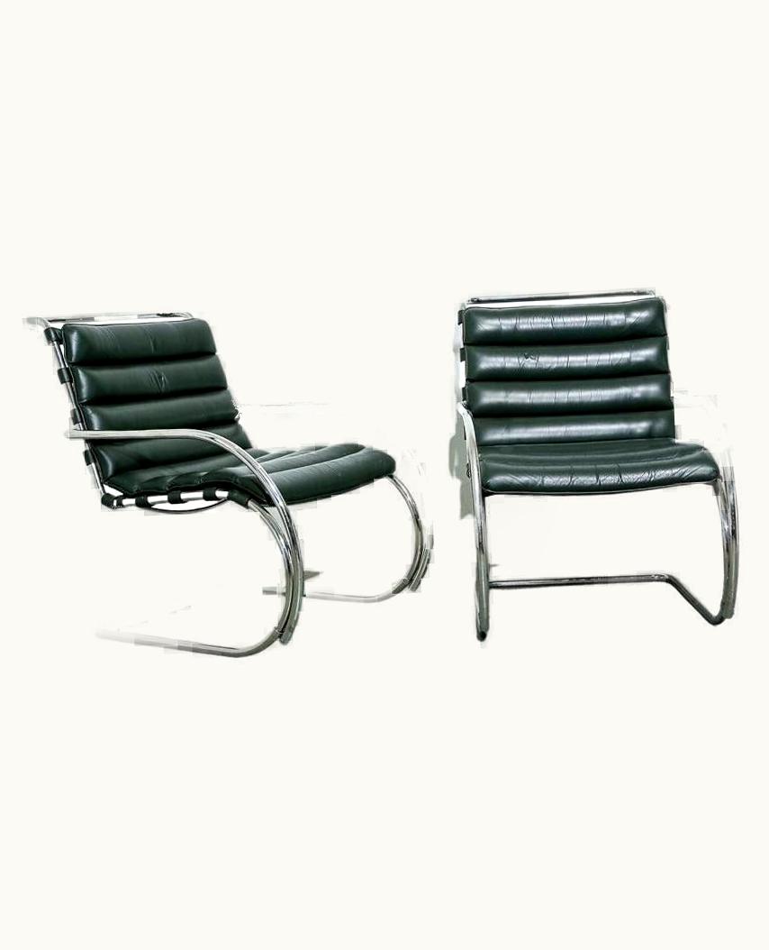 Ludwig Mies van der Rohe Ludwig Mies van der Rohe Vintage MR20 Lounge Chairs In Leather By Knoll