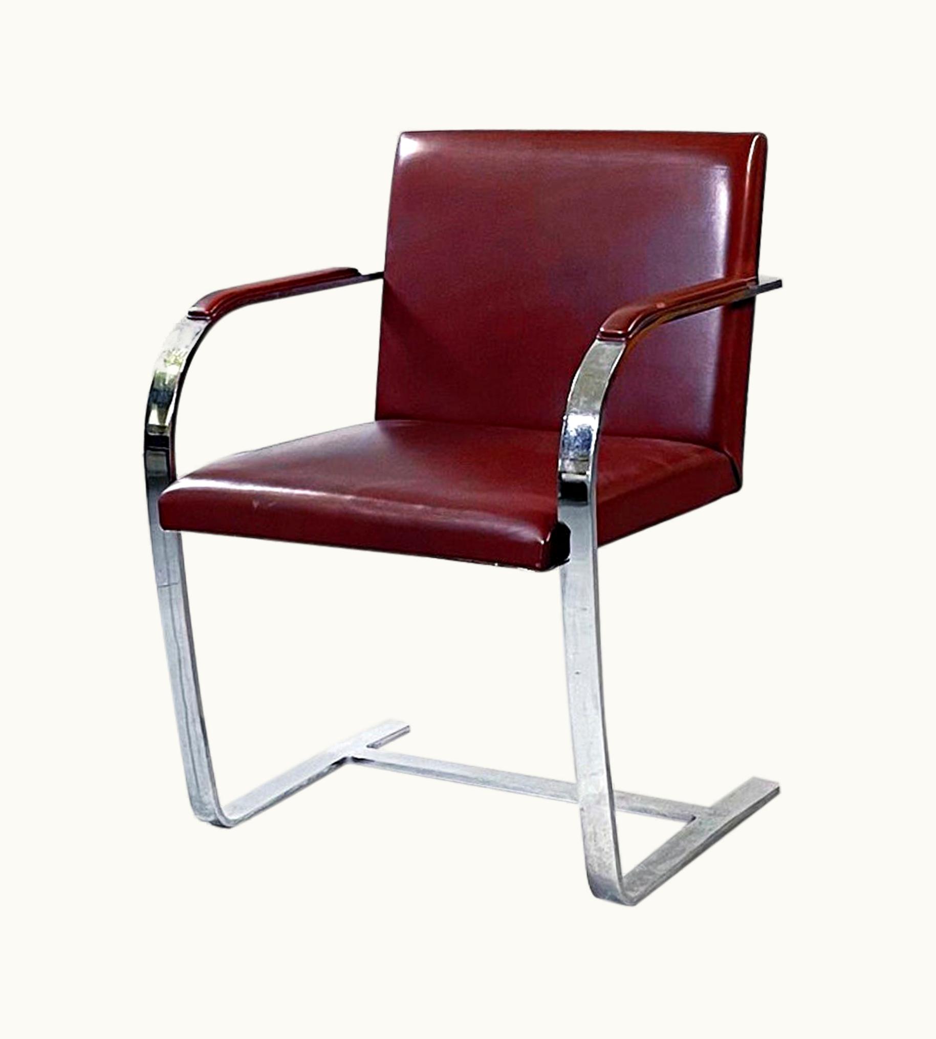 Knoll;Ludwig Mies van der Rohe Knoll;Ludwig Mies van der Rohe America Midcentury Brown Leather Brno 255 Chair By Mies Van Der Rohe Knoll, 1970s
