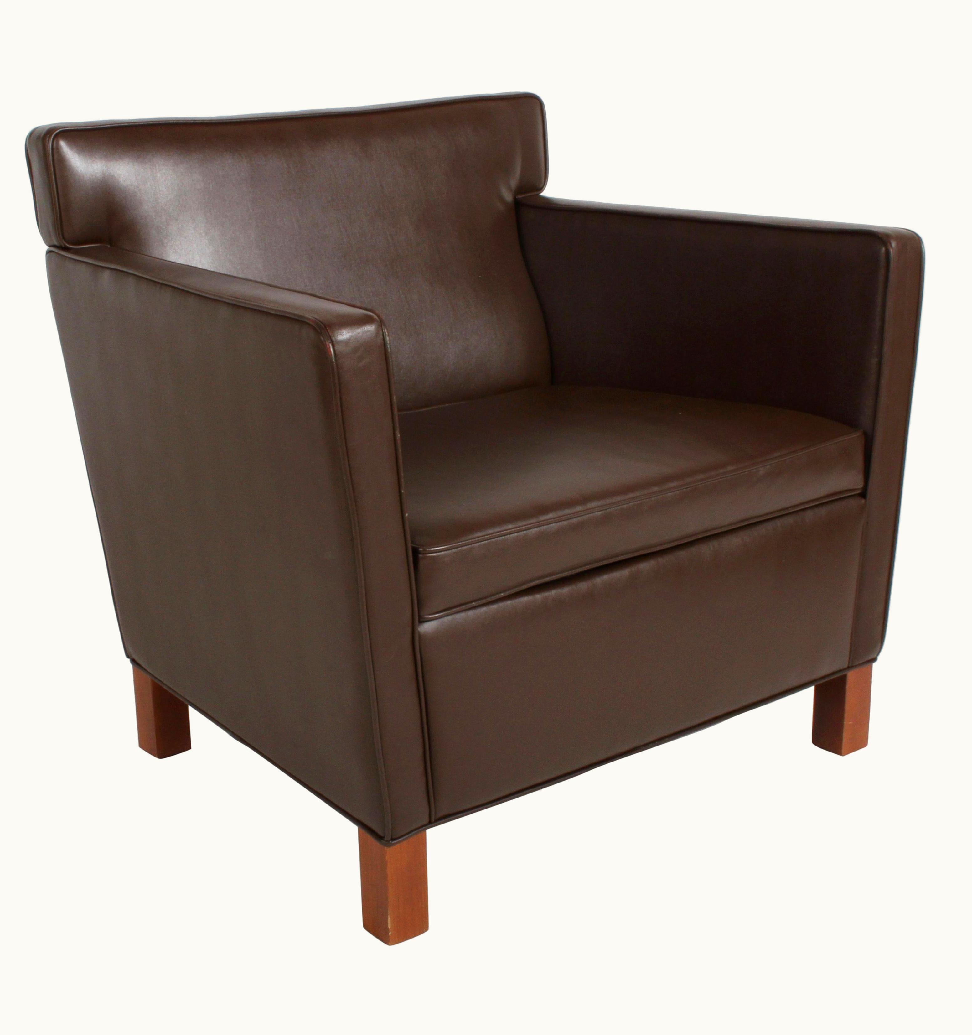 Ludwig Mies van der Rohe Ludwig Mies van der Rohe Ludwig Mies Van Der Rohe Krefeld Brown Leather Lounge Chair For Knoll