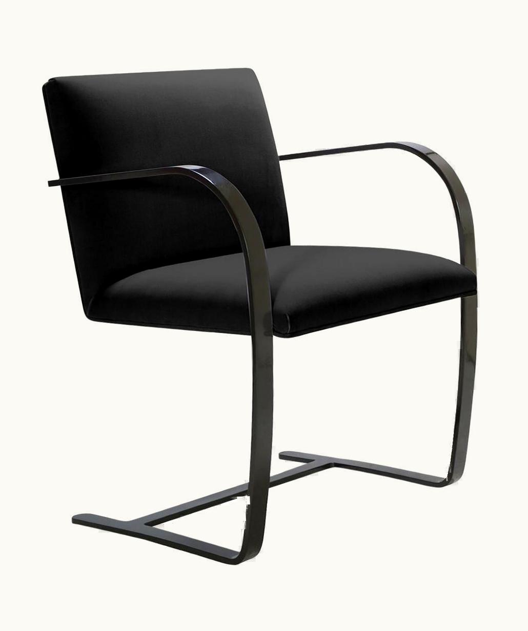 Ludwig Mies van der Rohe Ludwig Mies van der Rohe Brno Flat-Bar Chairs In Velvet, Obsidian Gloss By Mies Van Der Rohe For Knoll UZ0199977