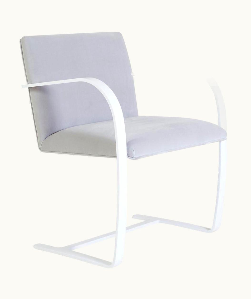 Ludwig Mies van der Rohe Ludwig Mies van der Rohe Brno Flat-Bar Chairs In Velvet, Lunar Gloss By Mies Van Der Rohe For Knoll, 6